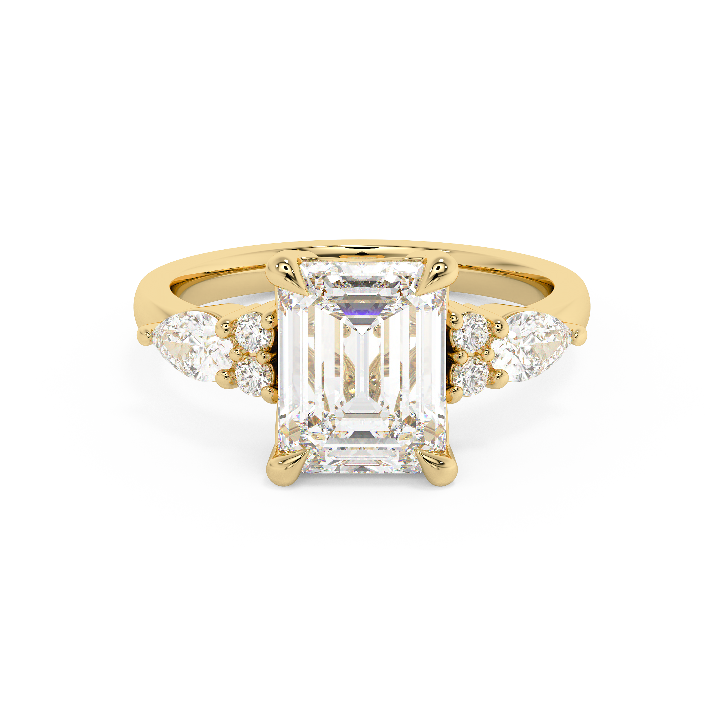 Emerald Cluster Lab Grown Diamond Engagement Ring