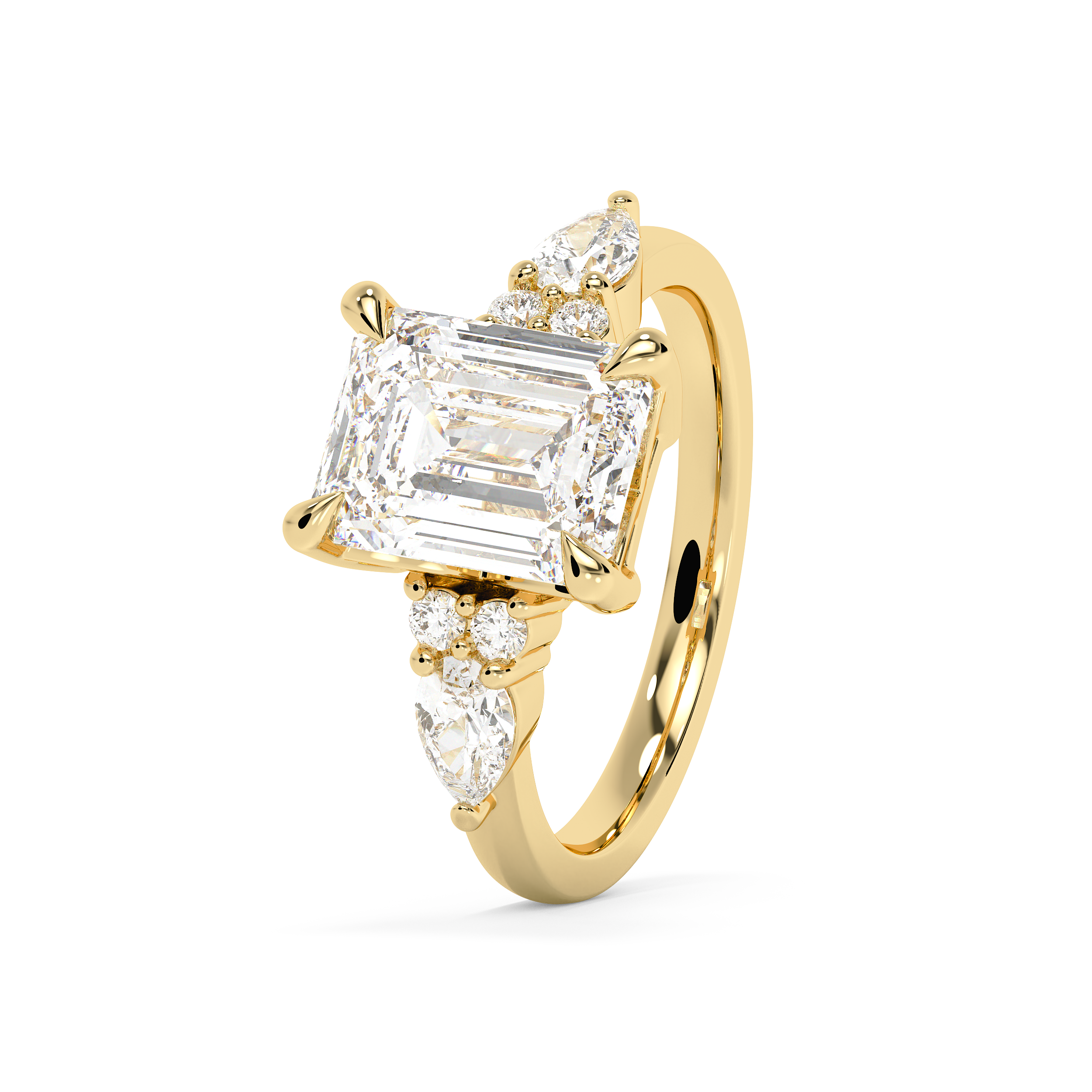Emerald Cluster Lab Grown Diamond Engagement Ring