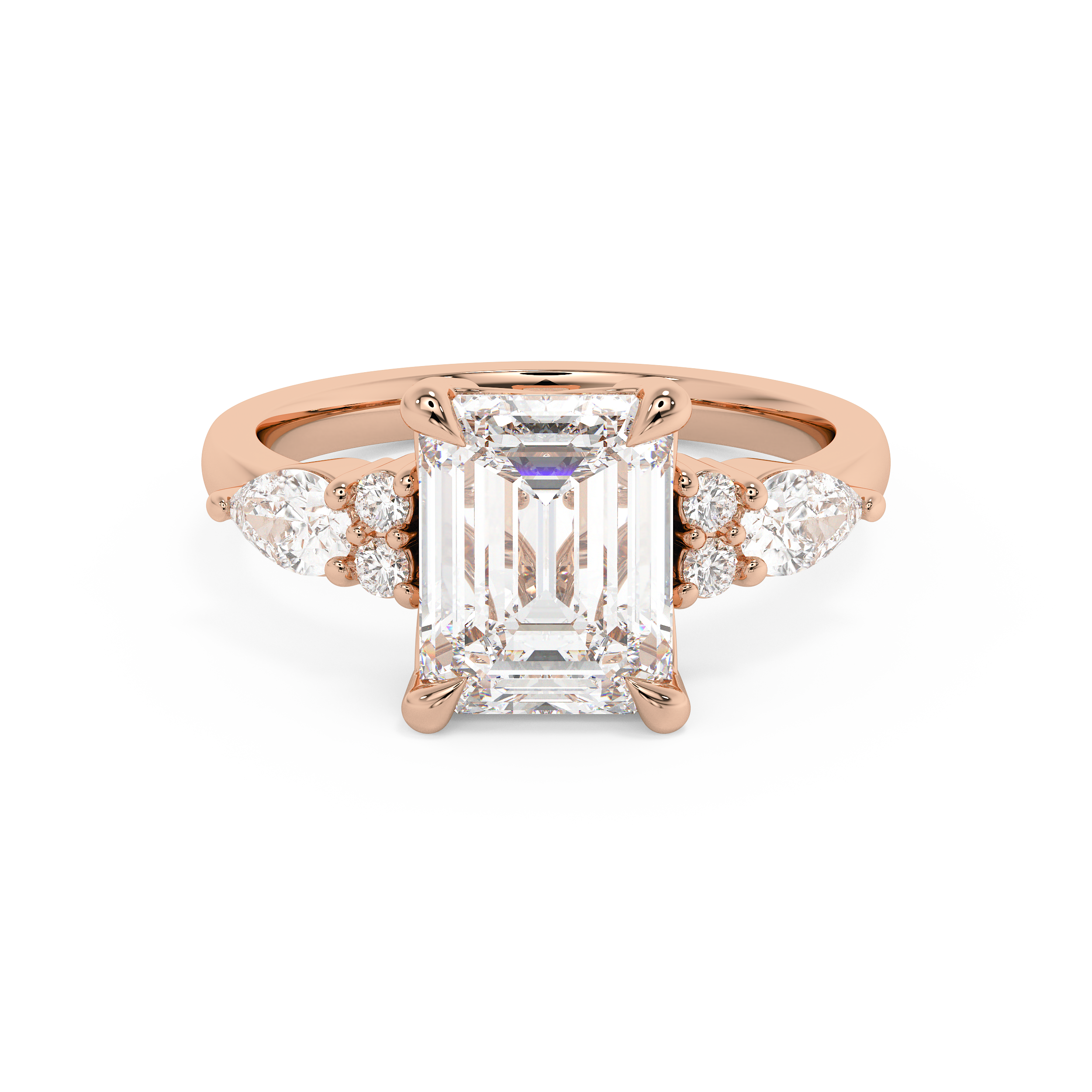 Emerald Cluster Lab Grown Diamond Engagement Ring