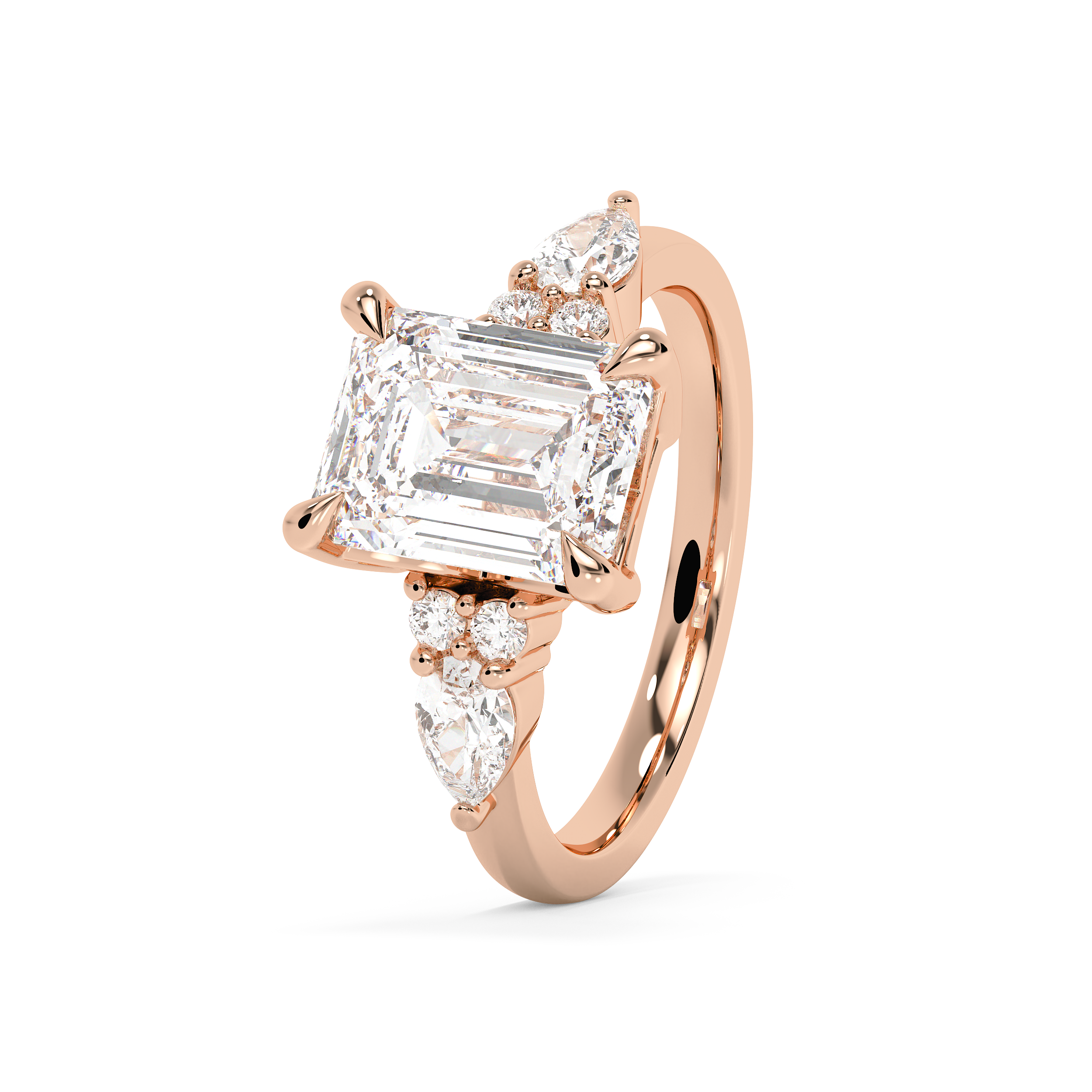 Emerald Cluster Lab Grown Diamond Engagement Ring