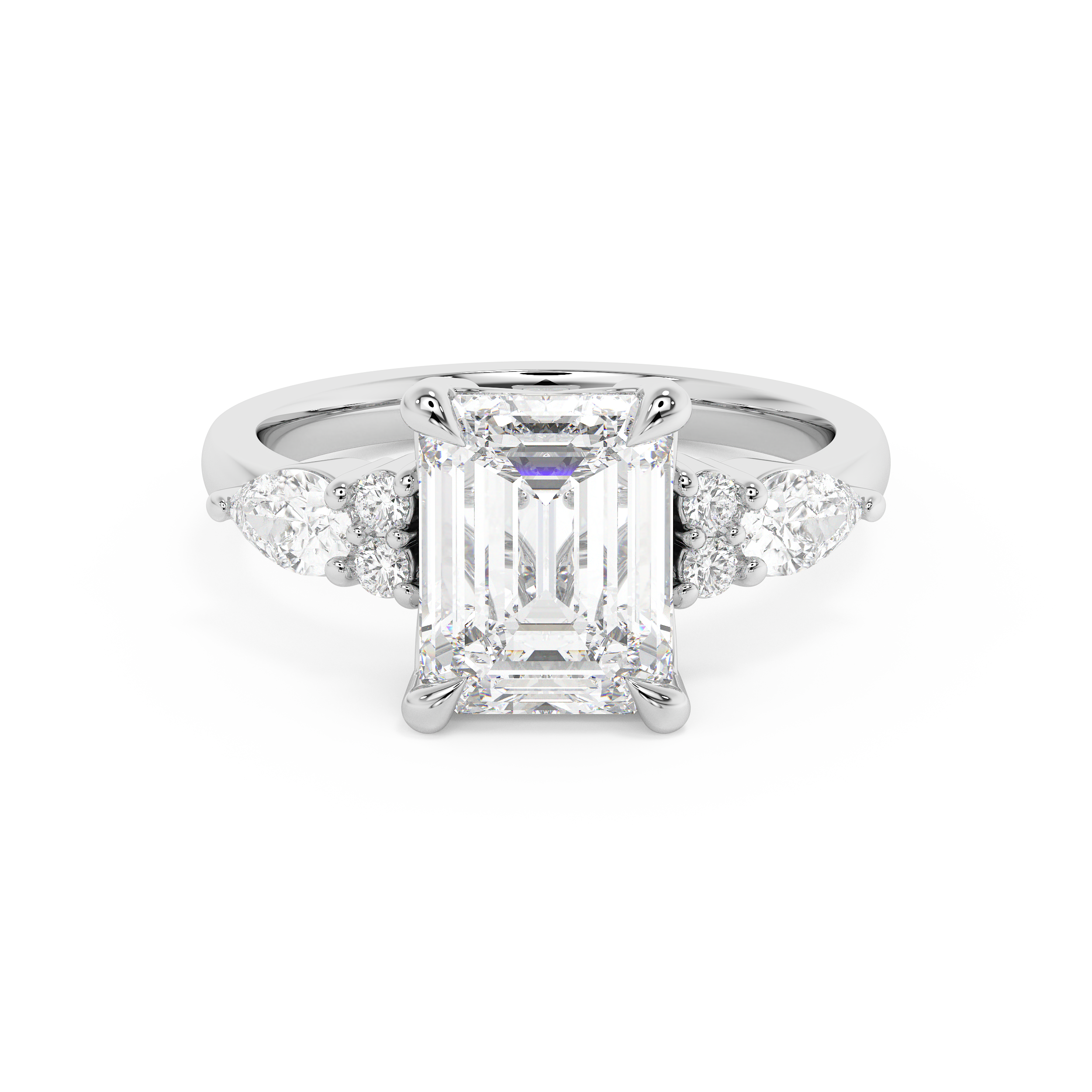 Emerald Cluster Lab Grown Diamond Engagement Ring