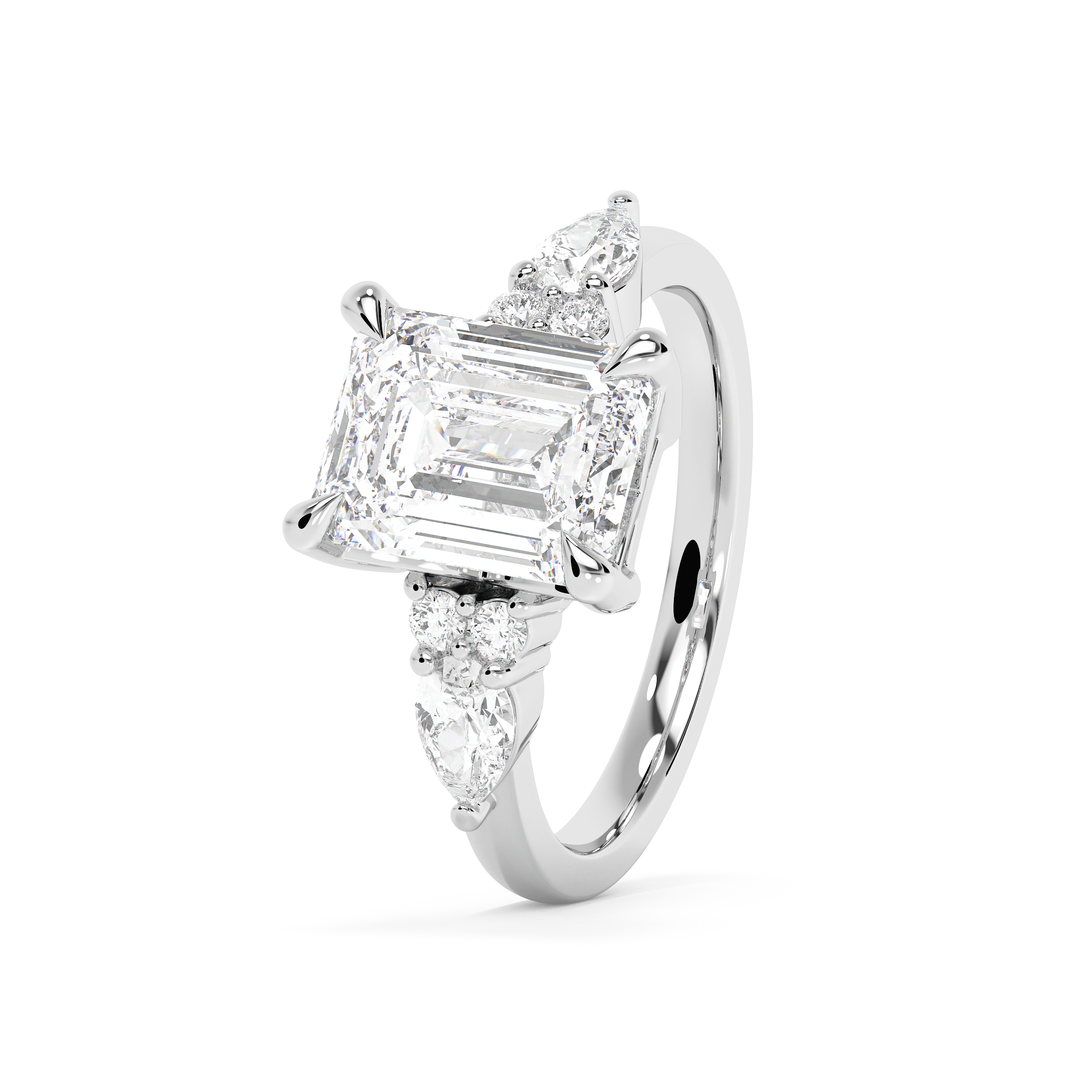 Emerald Cluster Lab Grown Diamond Engagement Ring