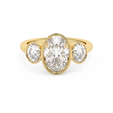Oval Three Stone Bezel Lab Grown Diamond Engagement Ring