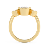 Oval Three Stone Bezel Lab Grown Diamond Engagement Ring