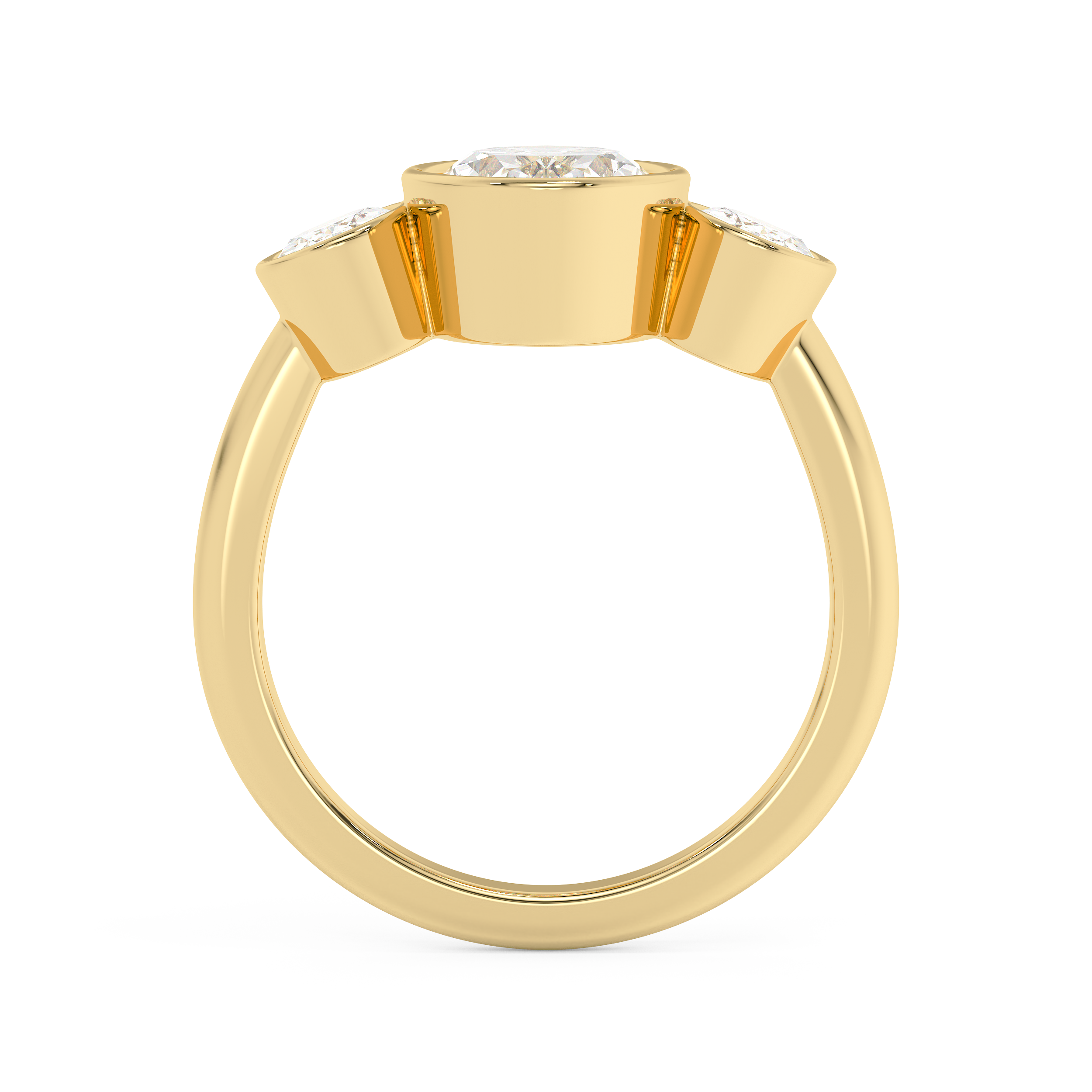 Oval Three Stone Bezel Lab Grown Diamond Engagement Ring