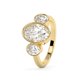 Oval Three Stone Bezel Lab Grown Diamond Engagement Ring