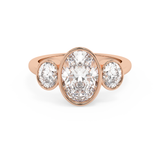Oval Three Stone Bezel Lab Grown Diamond Engagement Ring