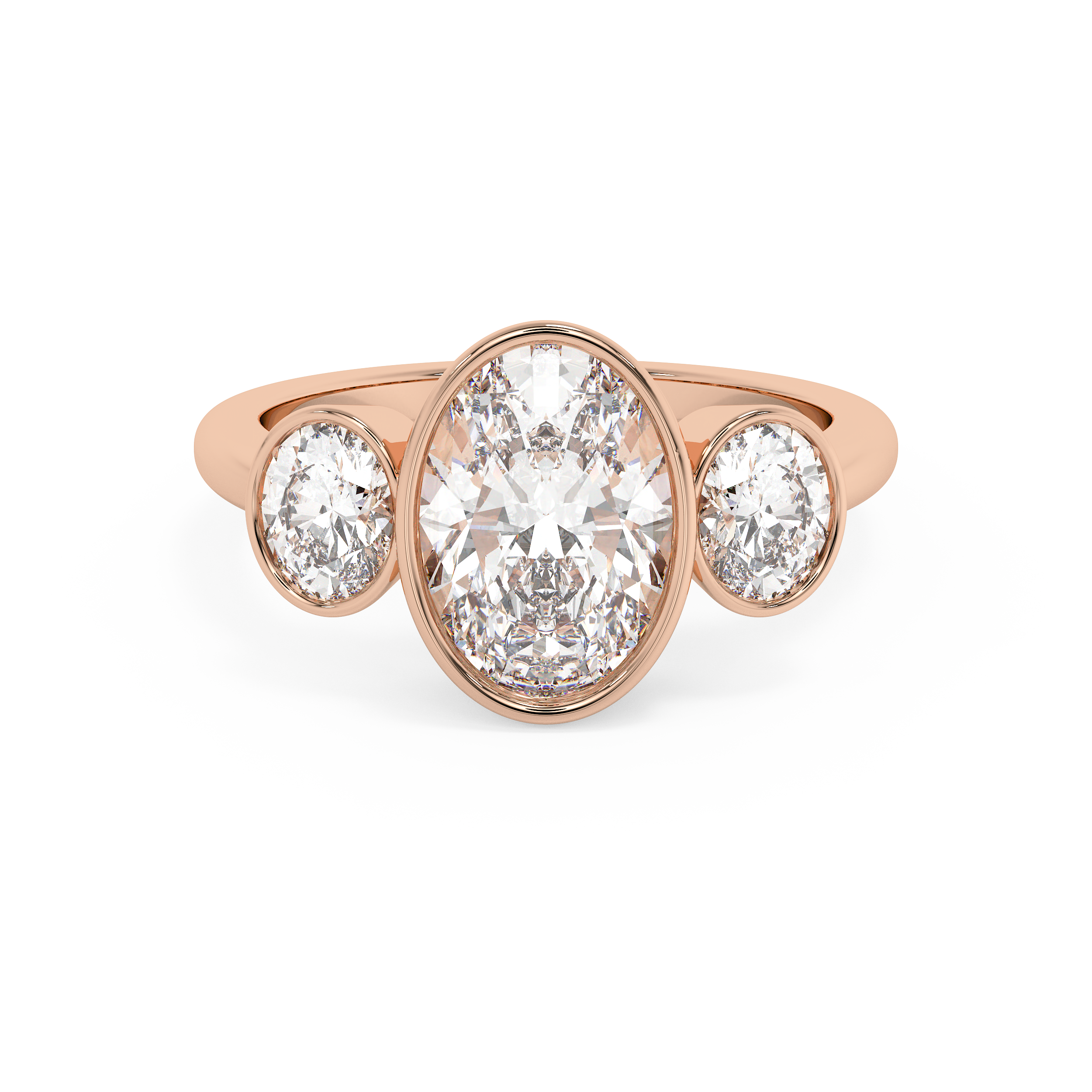 Oval Three Stone Bezel Lab Grown Diamond Engagement Ring