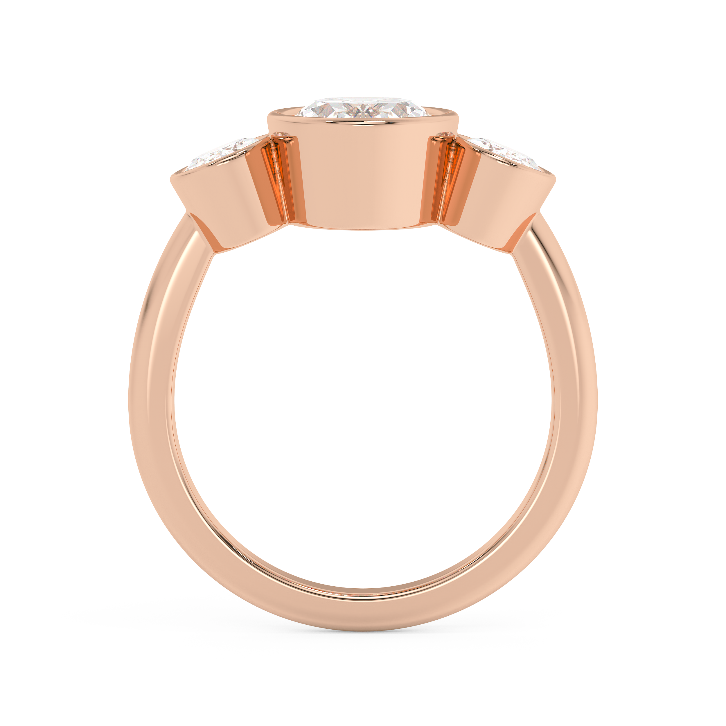 Oval Three Stone Bezel Lab Grown Diamond Engagement Ring