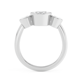 Oval Three Stone Bezel Lab Grown Diamond Engagement Ring