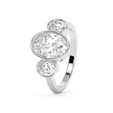 Oval Three Stone Bezel Lab Grown Diamond Engagement Ring