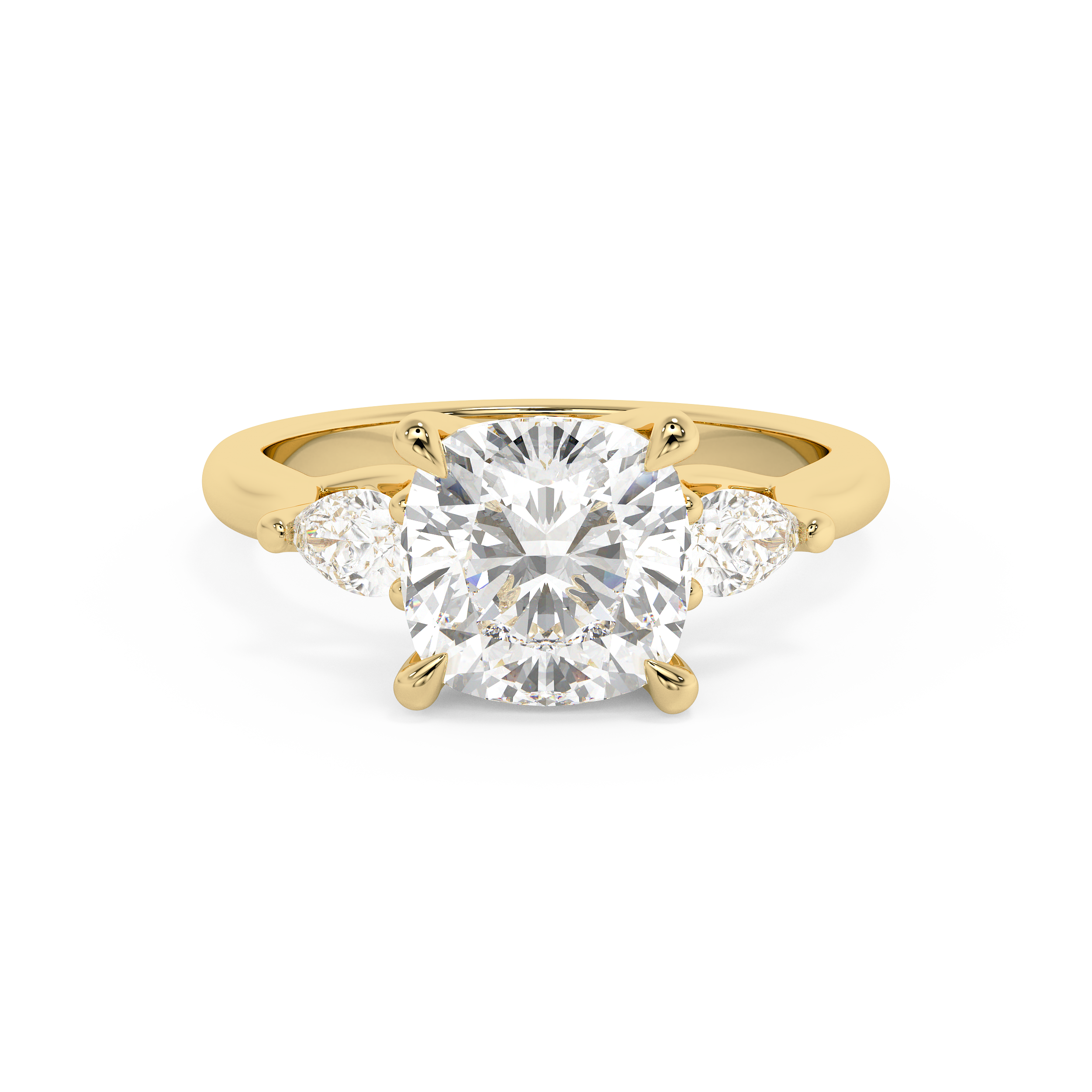 Cushion Three Stone Lab Grown Diamond Engagement Ring