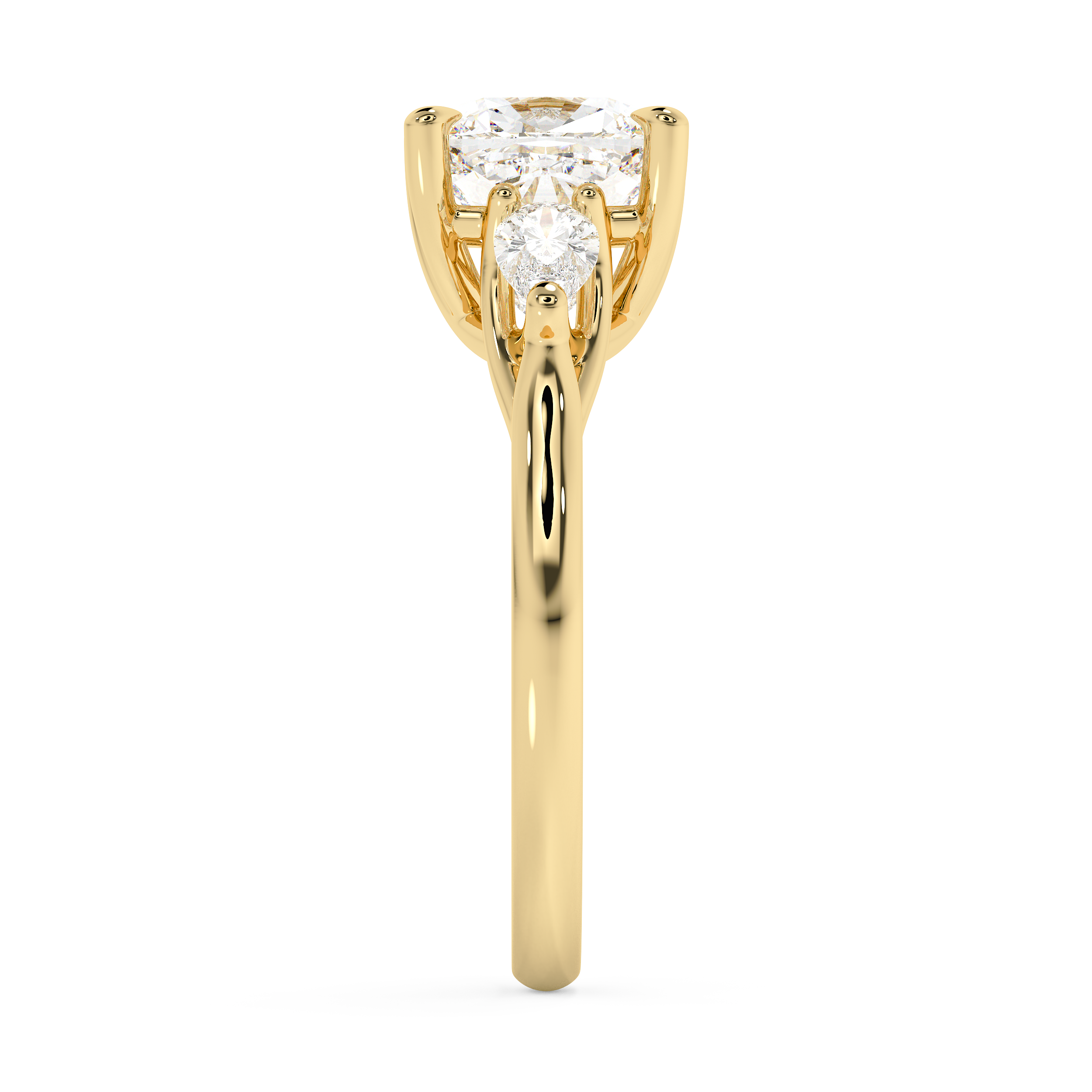 Cushion Three Stone Lab Grown Diamond Engagement Ring
