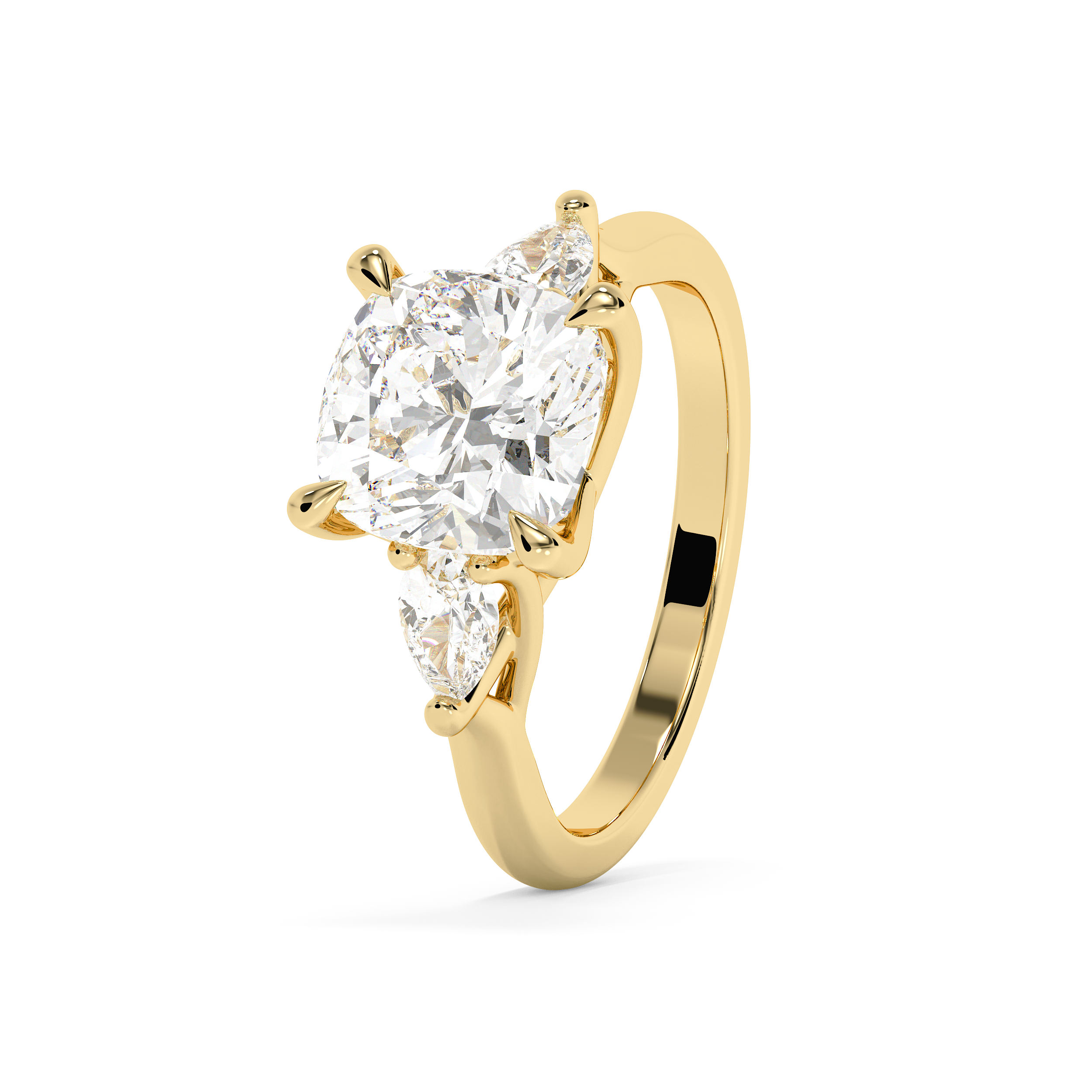 Cushion Three Stone Lab Grown Diamond Engagement Ring