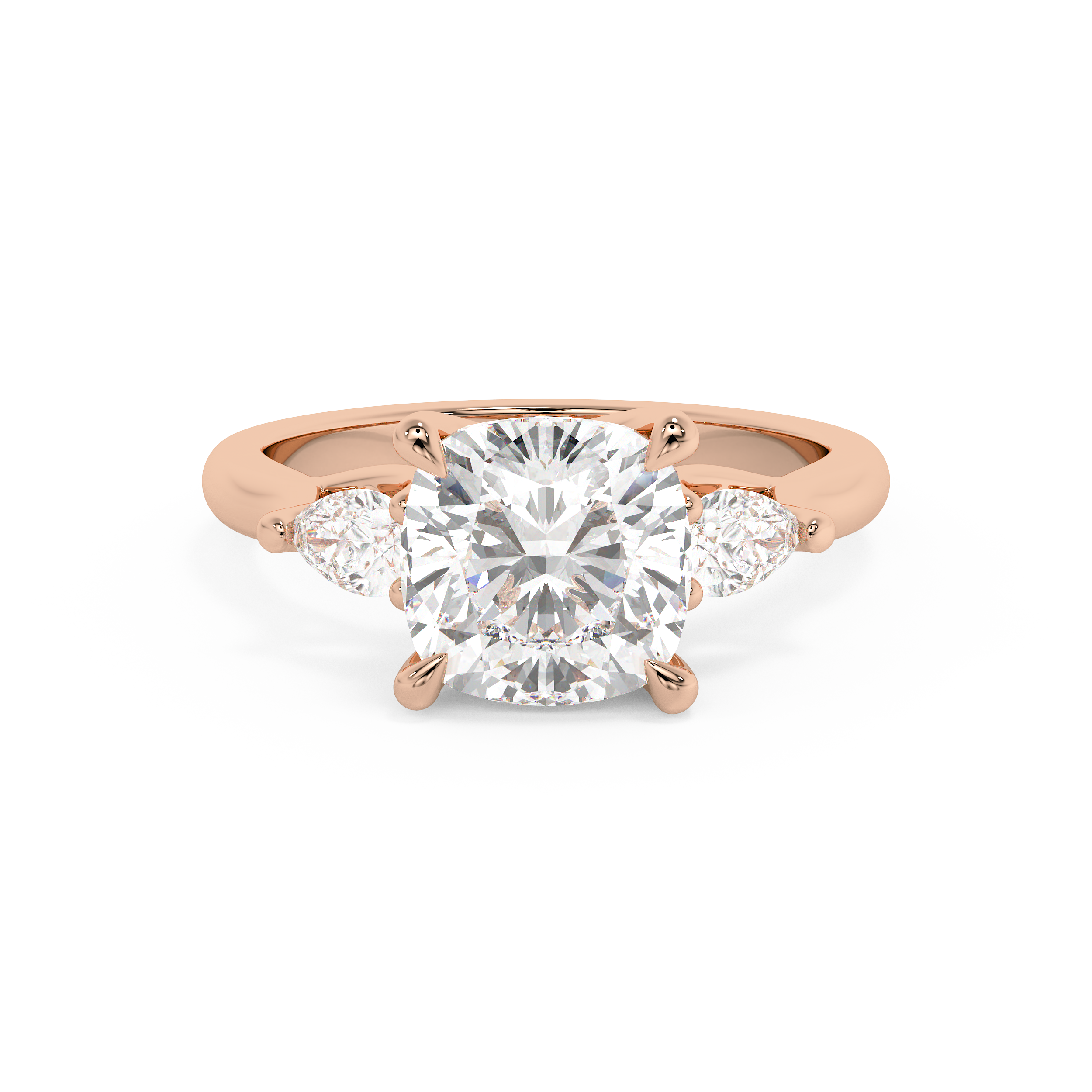 Cushion Three Stone Lab Grown Diamond Engagement Ring