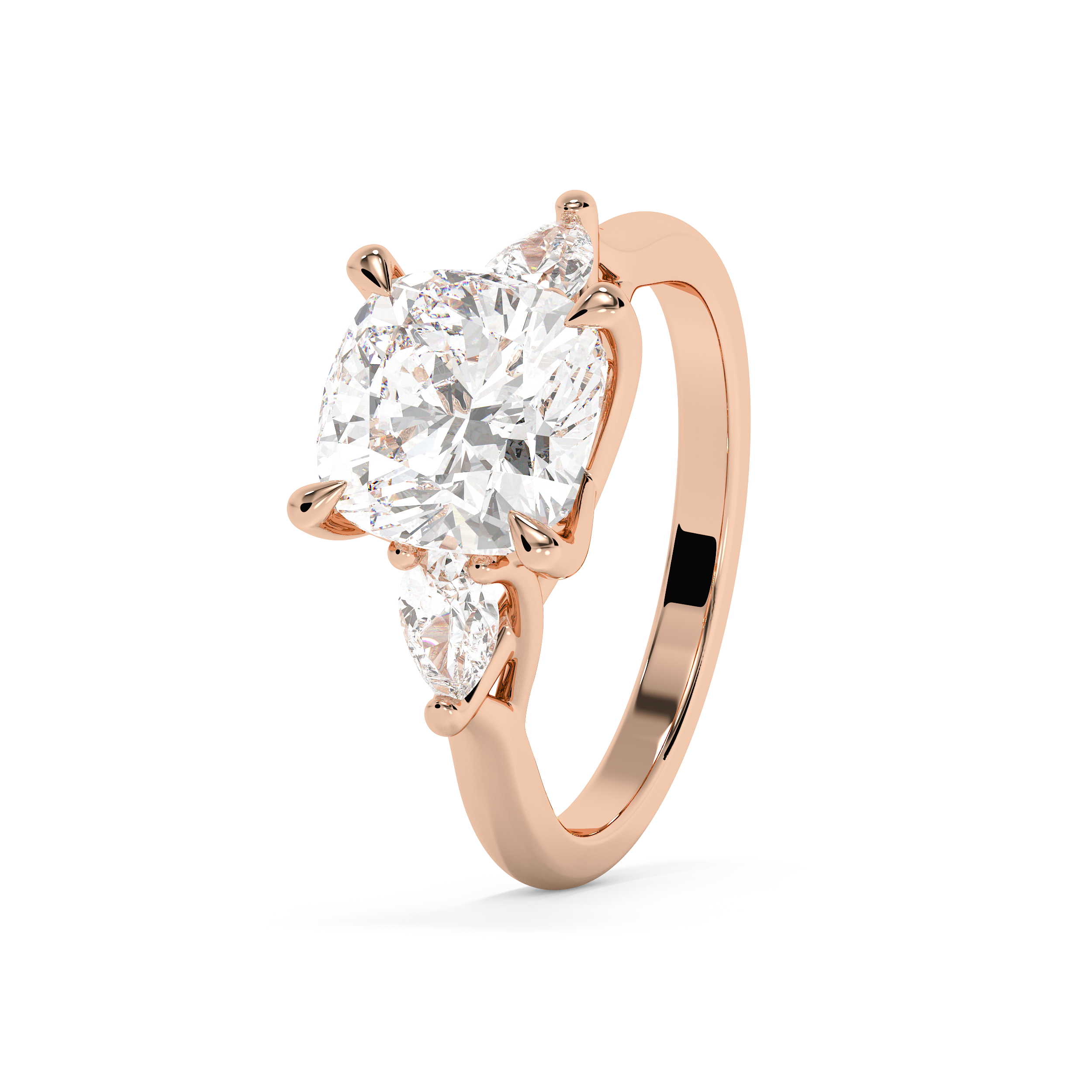 Cushion Three Stone Lab Grown Diamond Engagement Ring