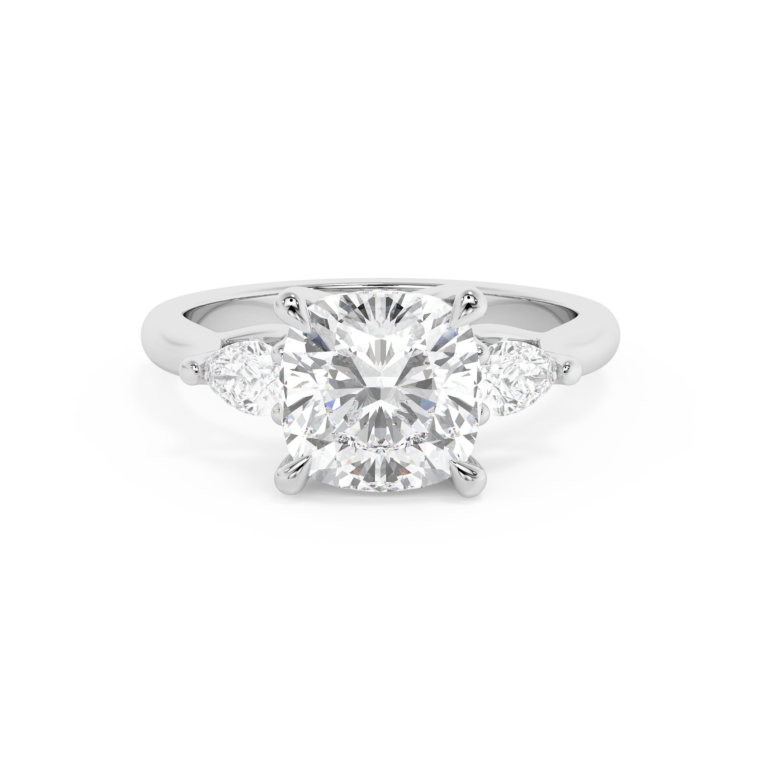 Cushion Three Stone Lab Grown Diamond Engagement Ring