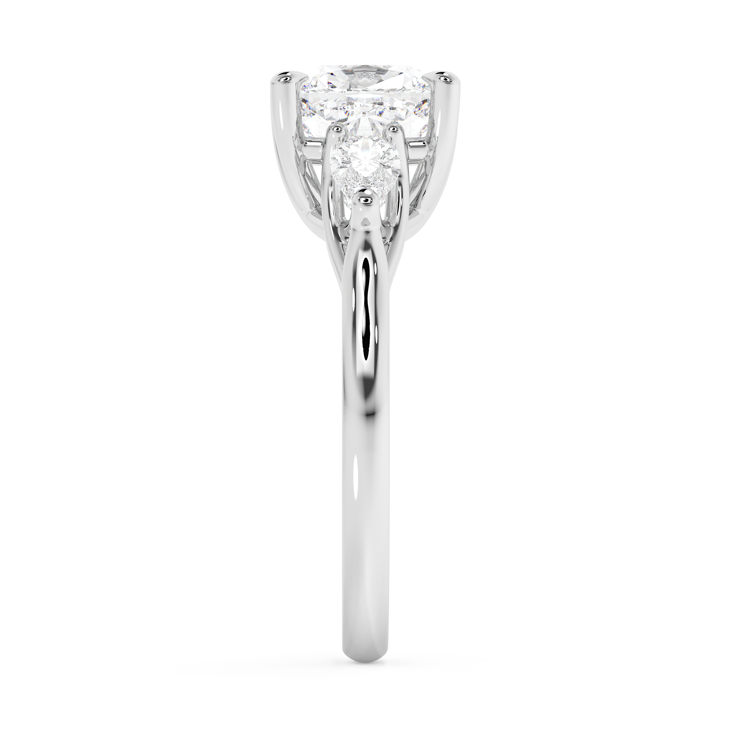 Cushion Three Stone Lab Grown Diamond Engagement Ring