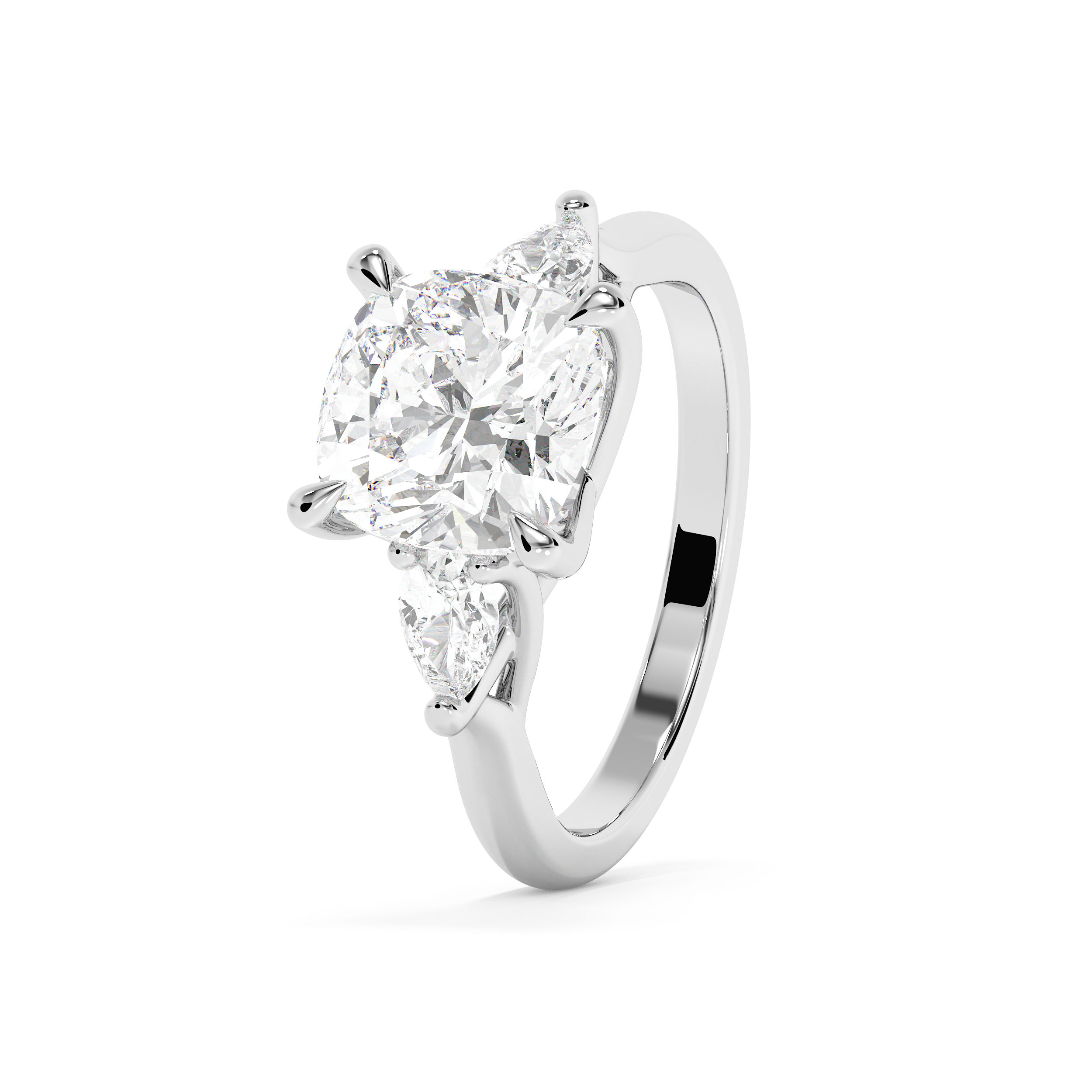 Cushion Three Stone Lab Grown Diamond Engagement Ring