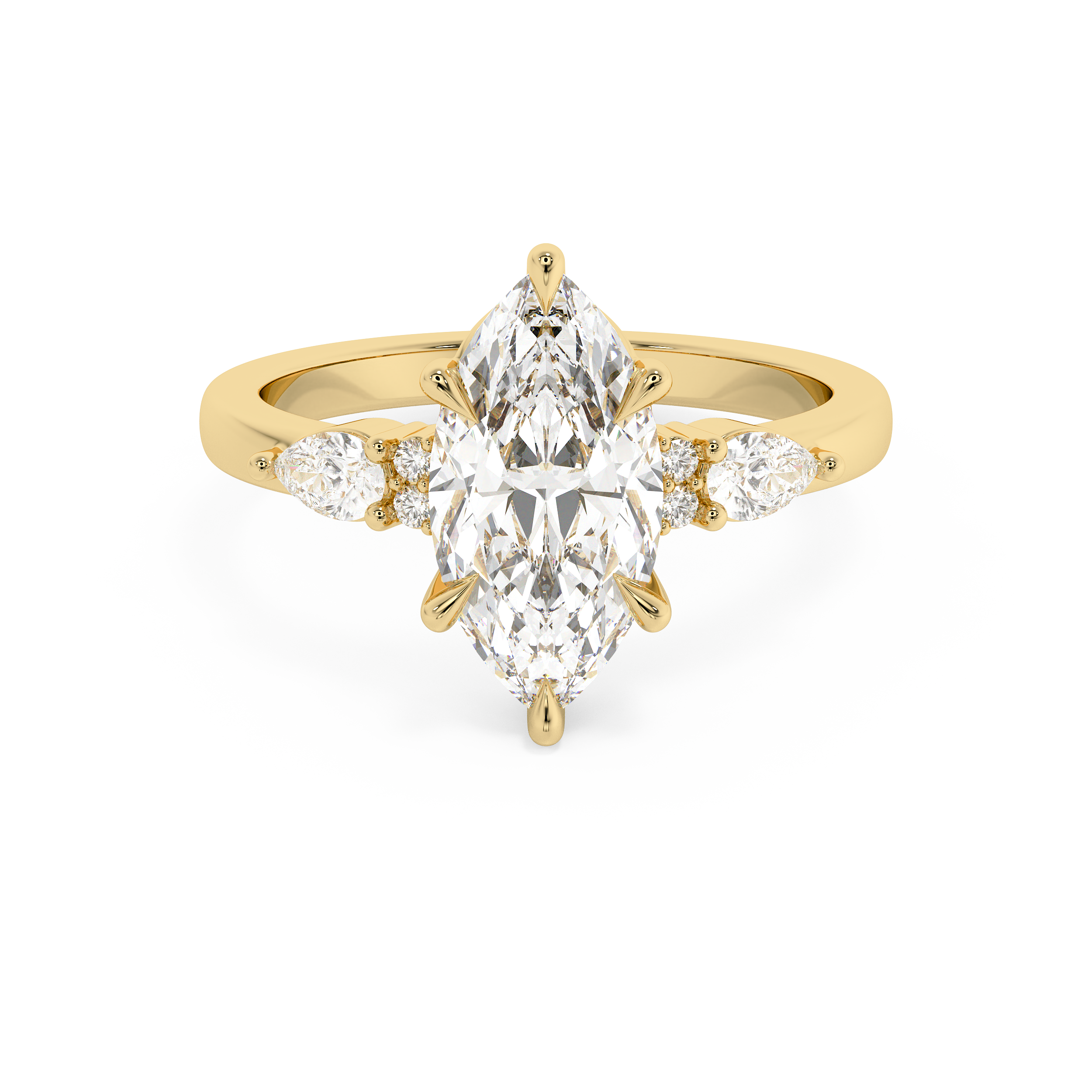 Marquise Cluster Lab Grown Diamond Engagement Ring