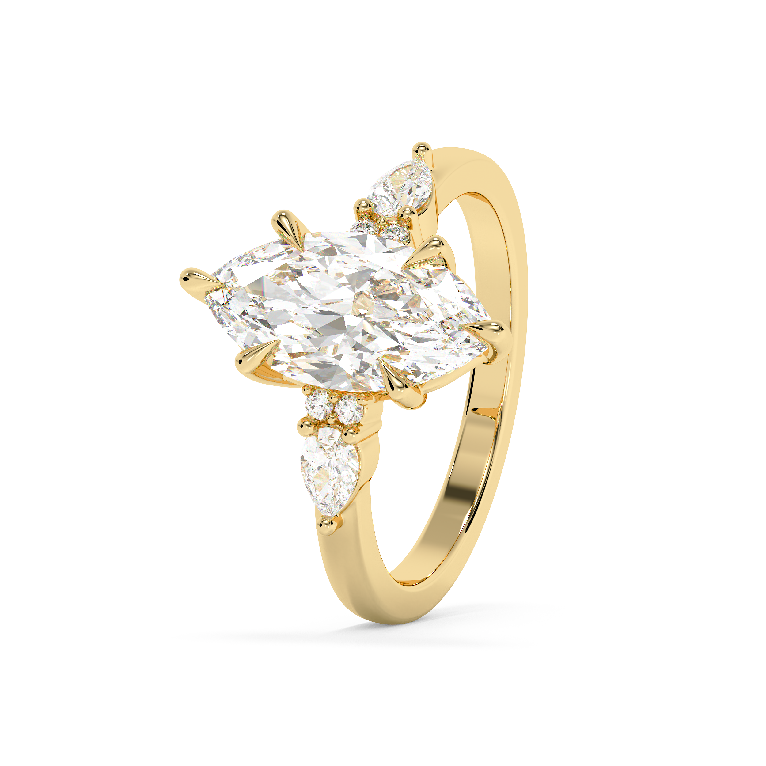 Marquise Cluster Lab Grown Diamond Engagement Ring