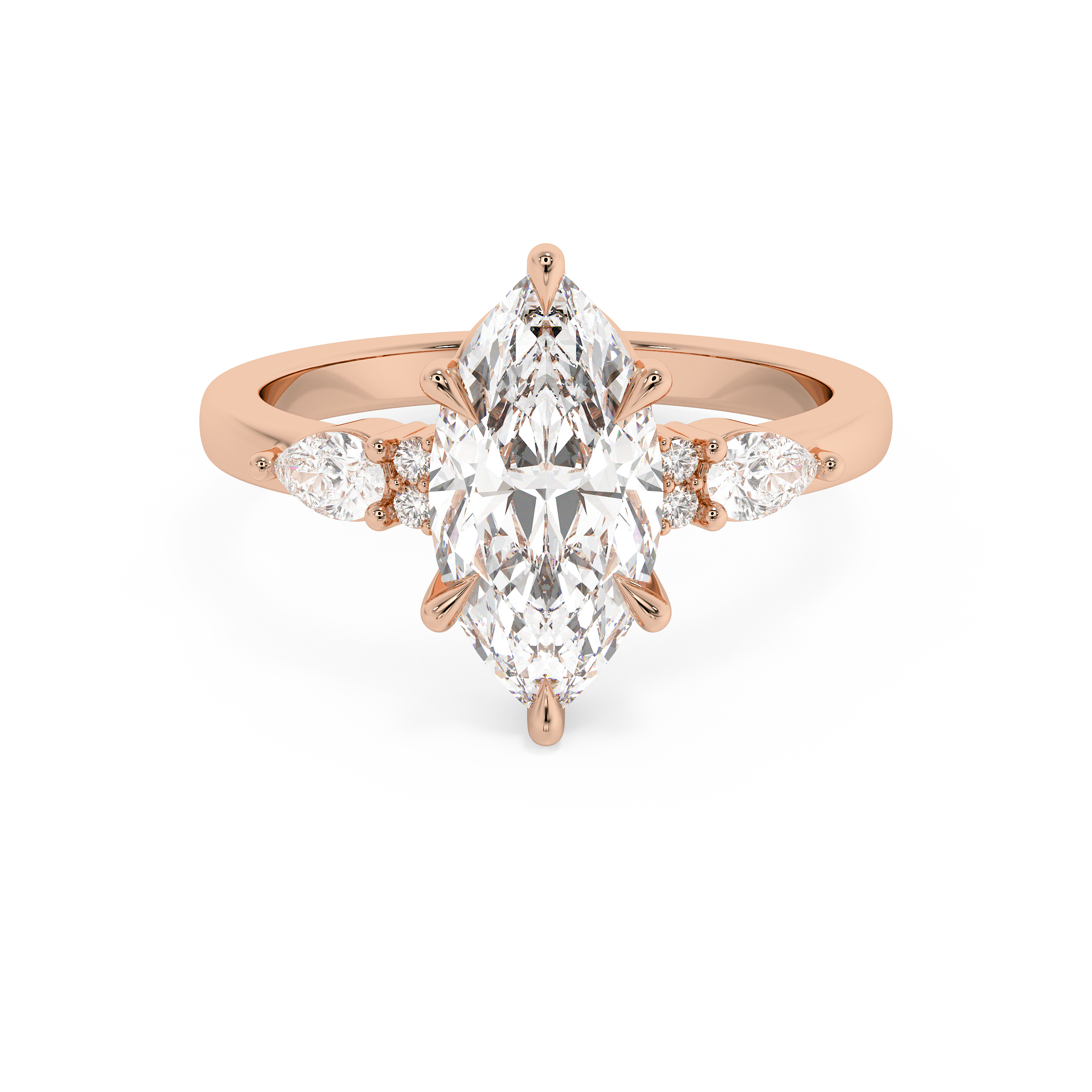 Marquise Cluster Lab Grown Diamond Engagement Ring