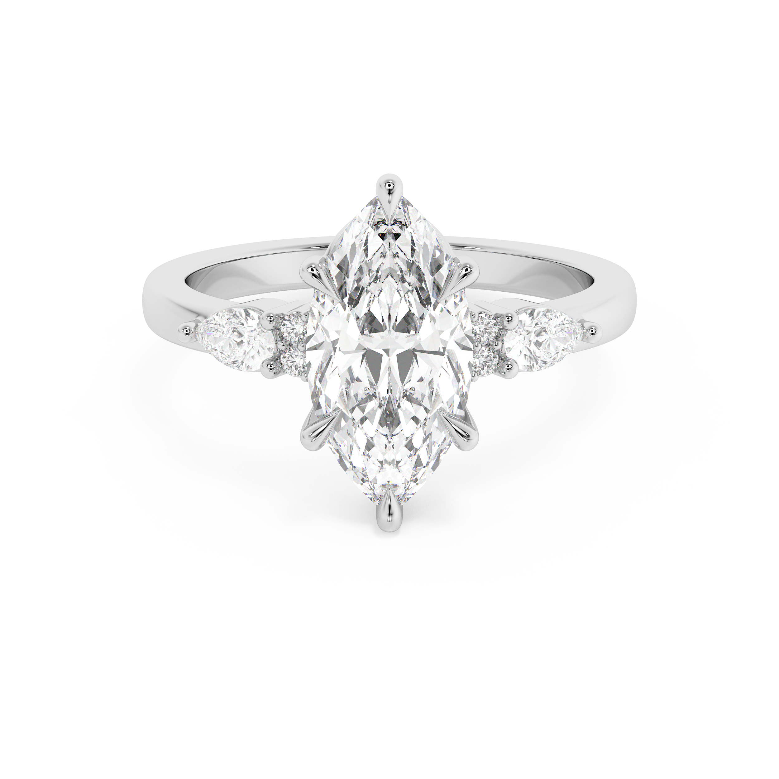 Marquise Cluster Lab Grown Diamond Engagement Ring