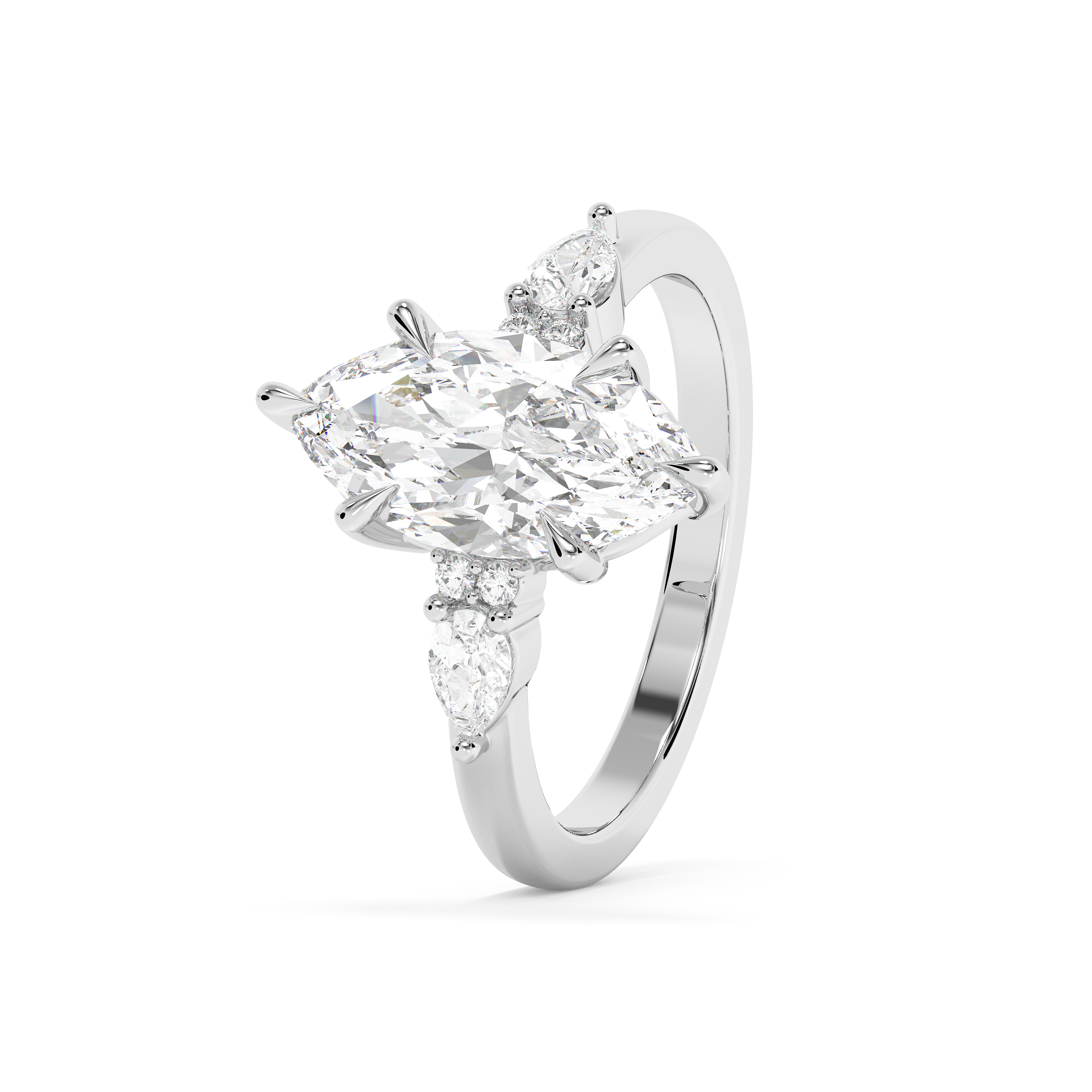 Marquise Cluster Lab Grown Diamond Engagement Ring