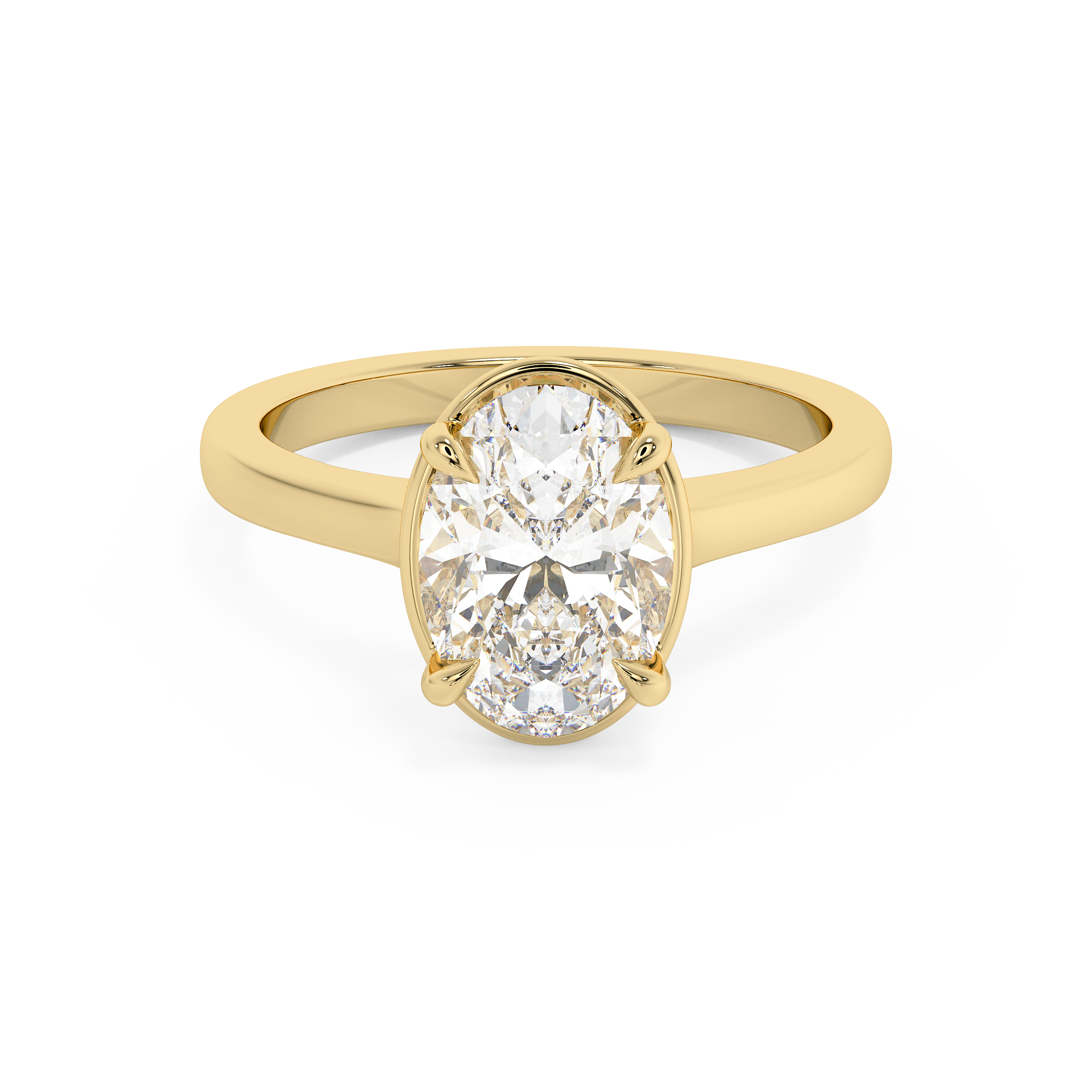 Oval Solitaire Cathedral Lab Grown Diamond Engagement Ring