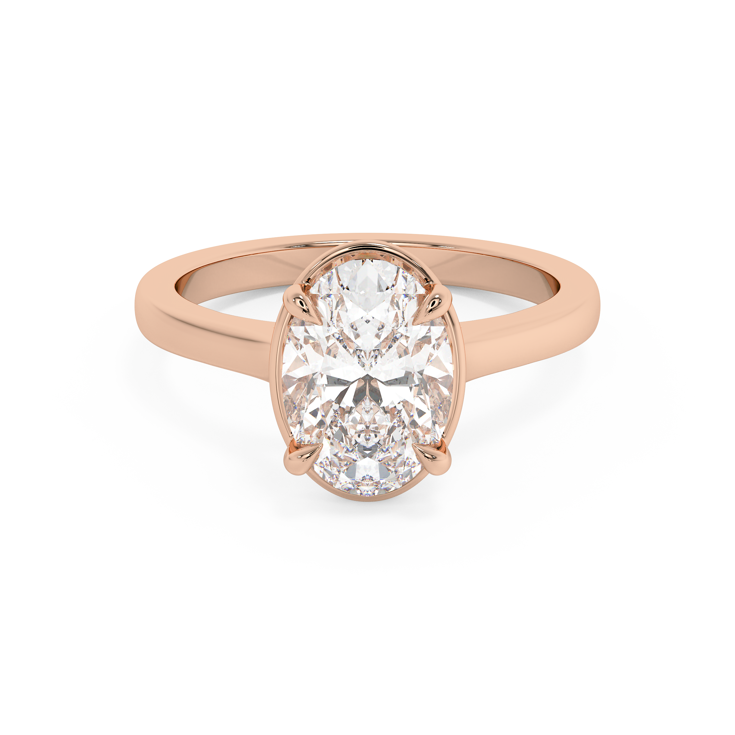 Oval Solitaire Cathedral Lab Grown Diamond Engagement Ring