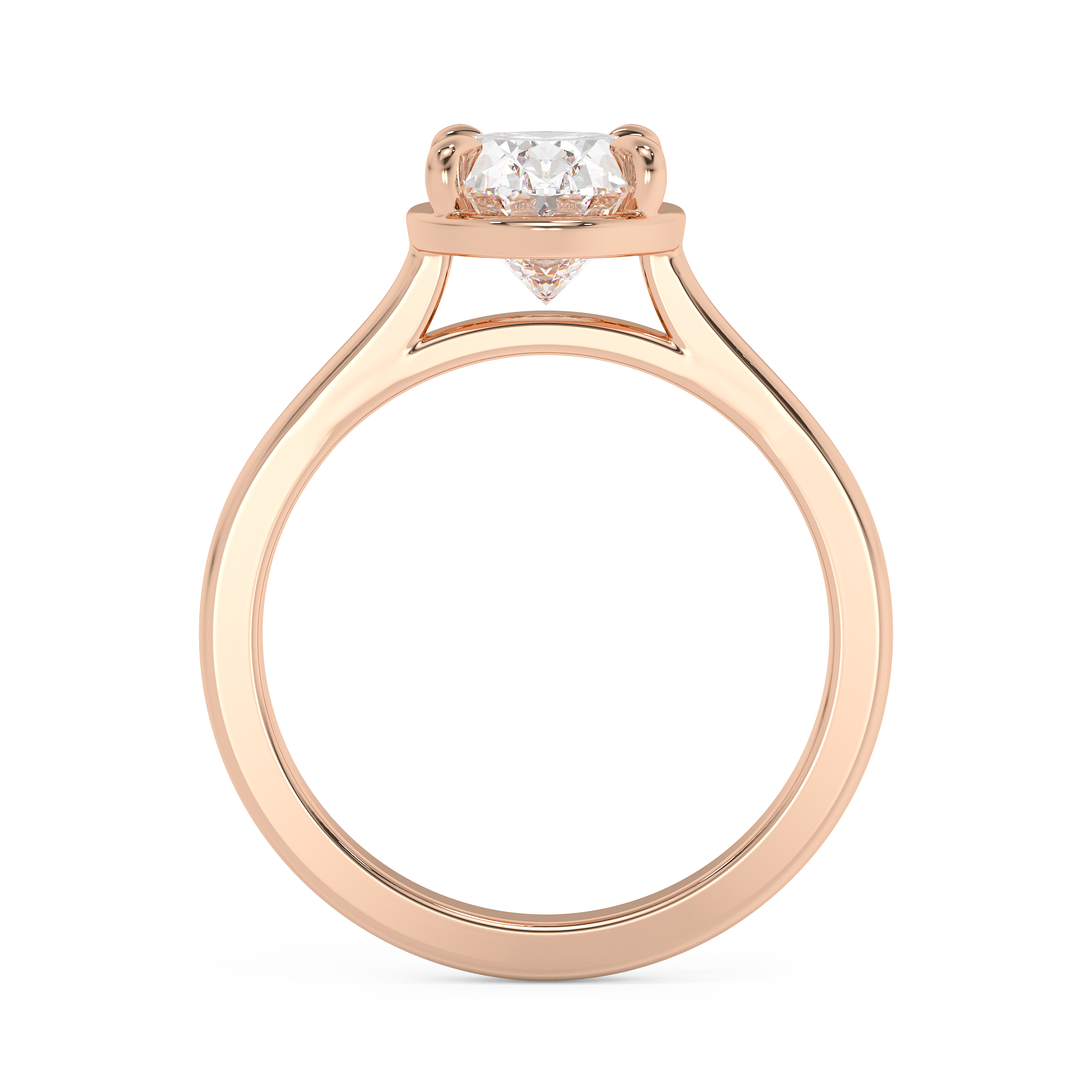 Oval Solitaire Cathedral Lab Grown Diamond Engagement Ring