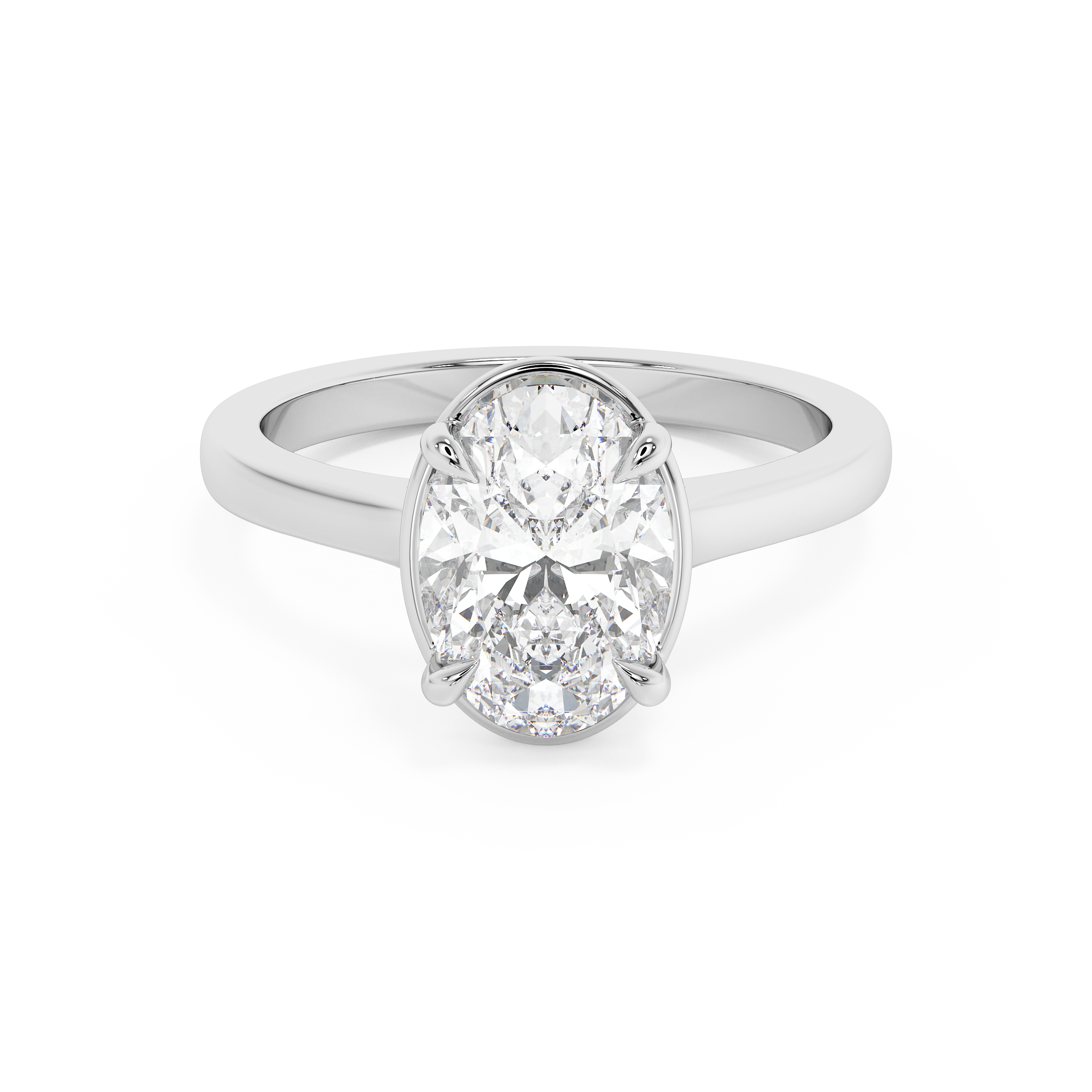 Oval Solitaire Cathedral Lab Grown Diamond Engagement Ring