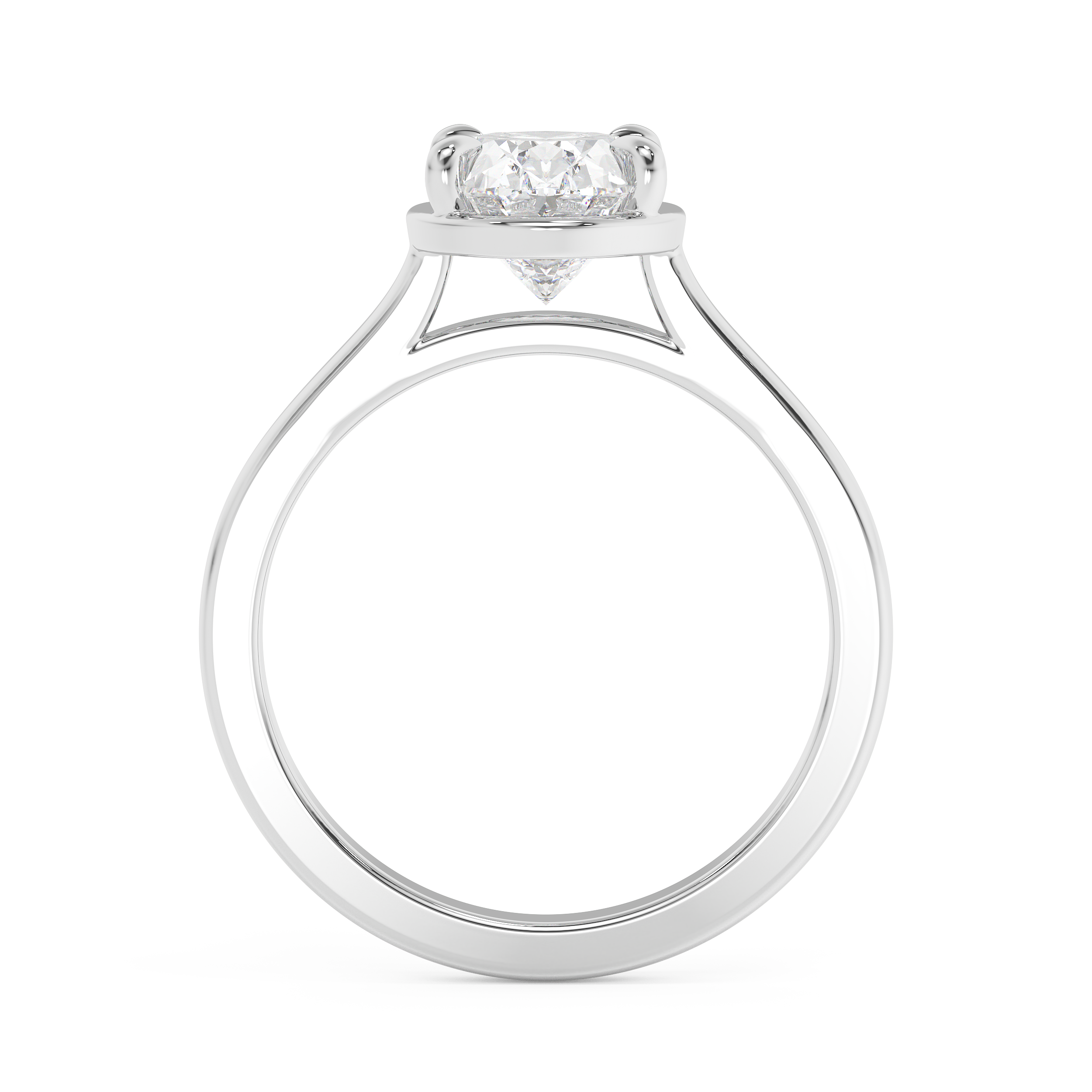 Oval Solitaire Cathedral Lab Grown Diamond Engagement Ring