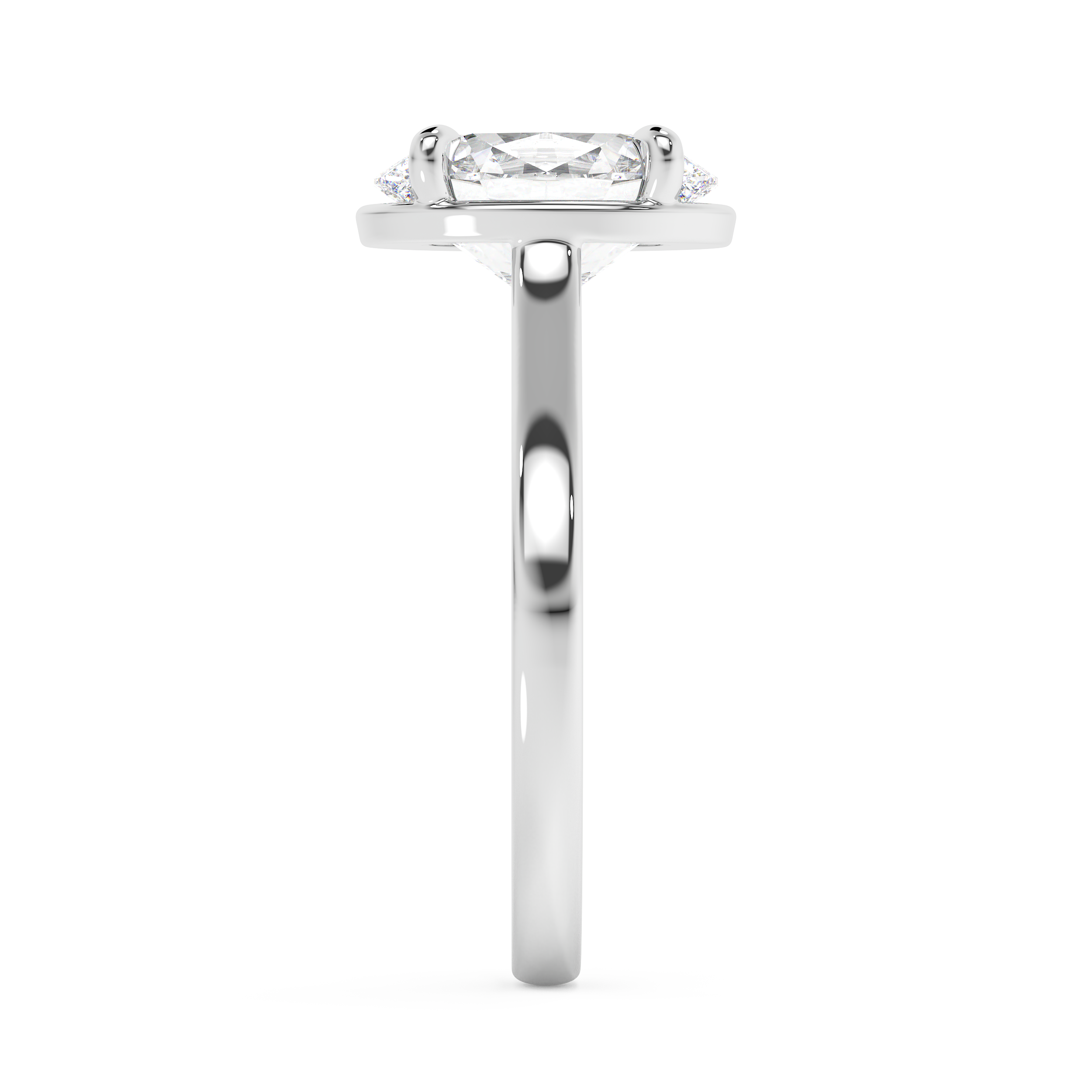 Oval Solitaire Cathedral Lab Grown Diamond Engagement Ring