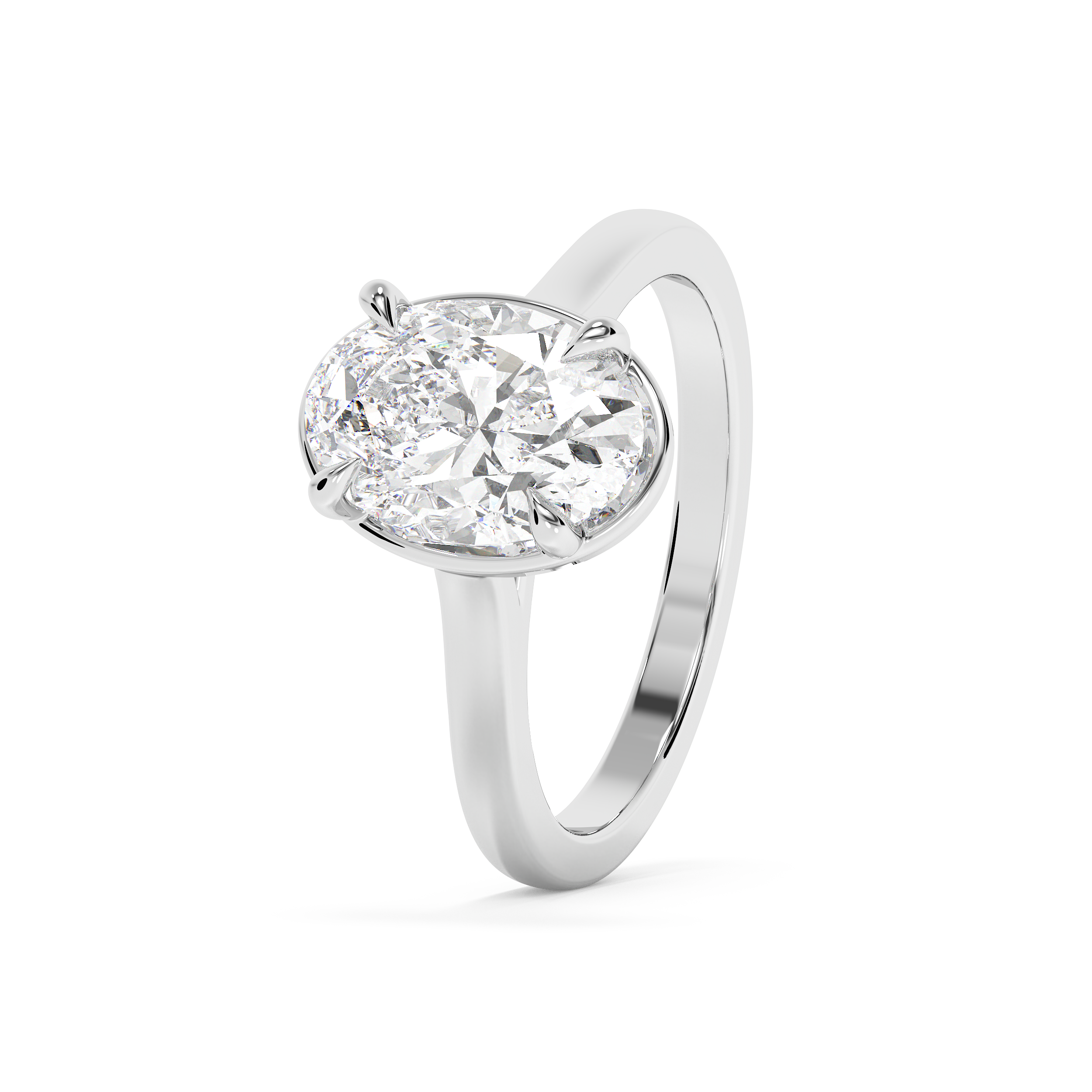 Oval Solitaire Cathedral Lab Grown Diamond Engagement Ring