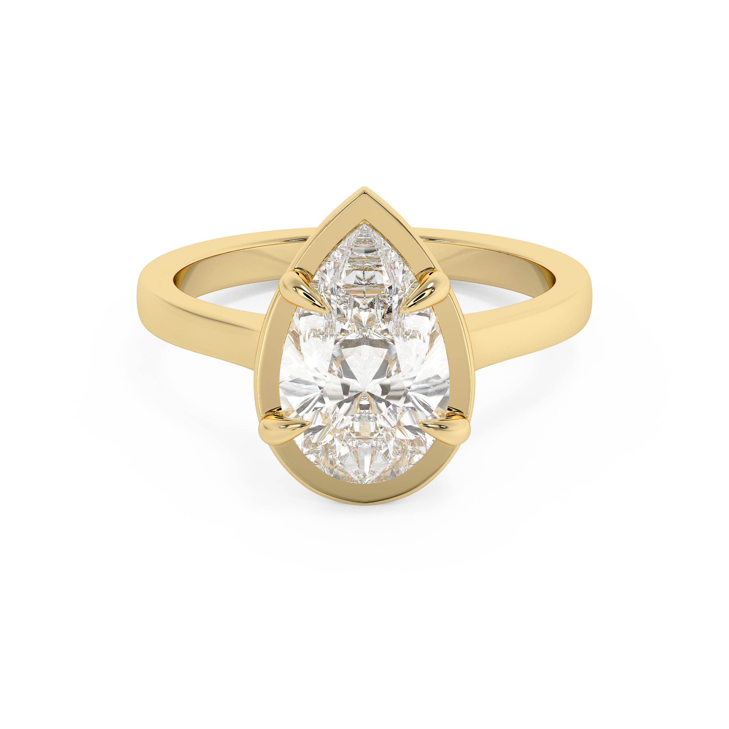Pear Solitaire Cathedral Lab Grown Diamond Engagement Ring