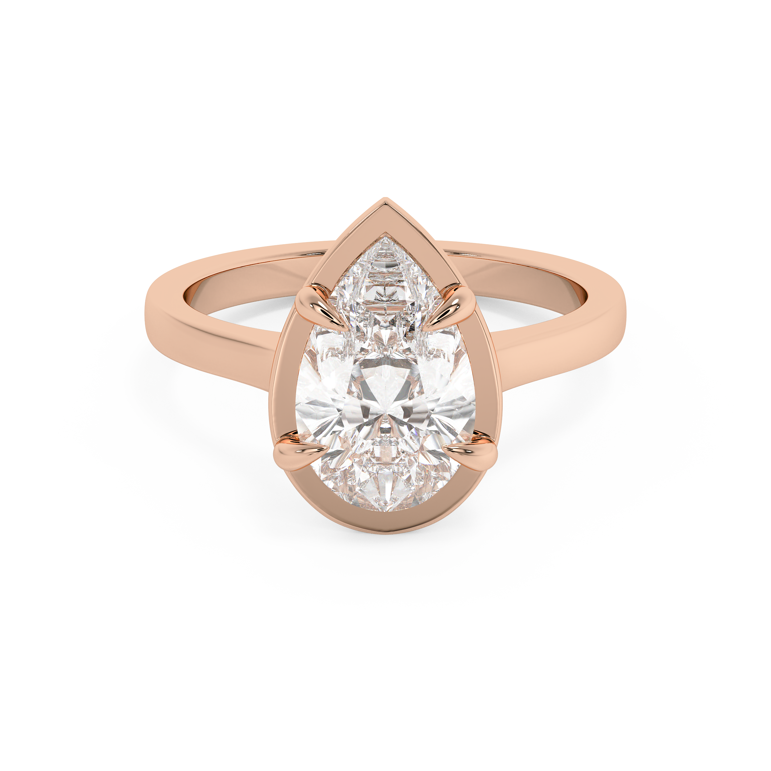 Pear Solitaire Cathedral Lab Grown Diamond Engagement Ring