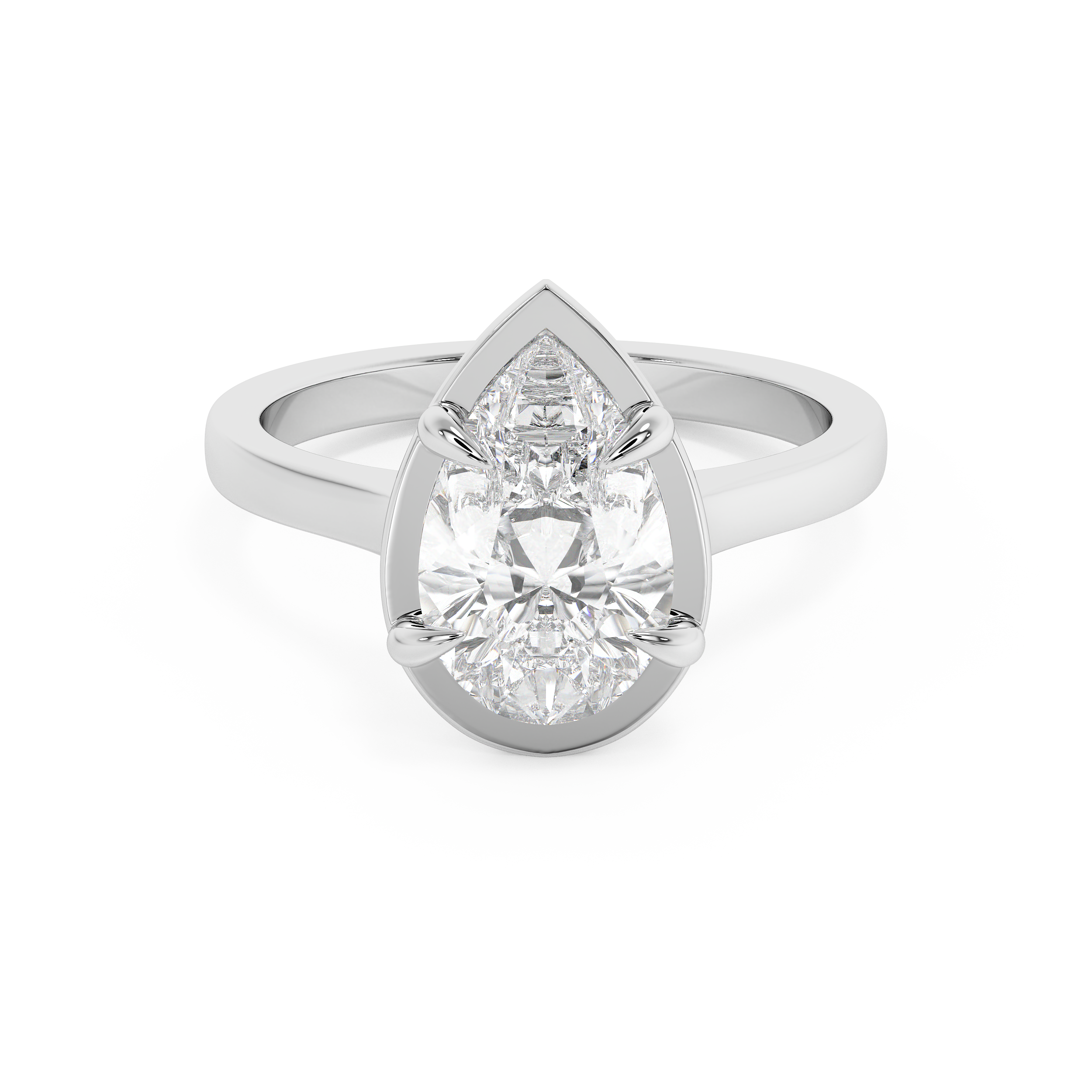 Pear Solitaire Cathedral Lab Grown Diamond Engagement Ring