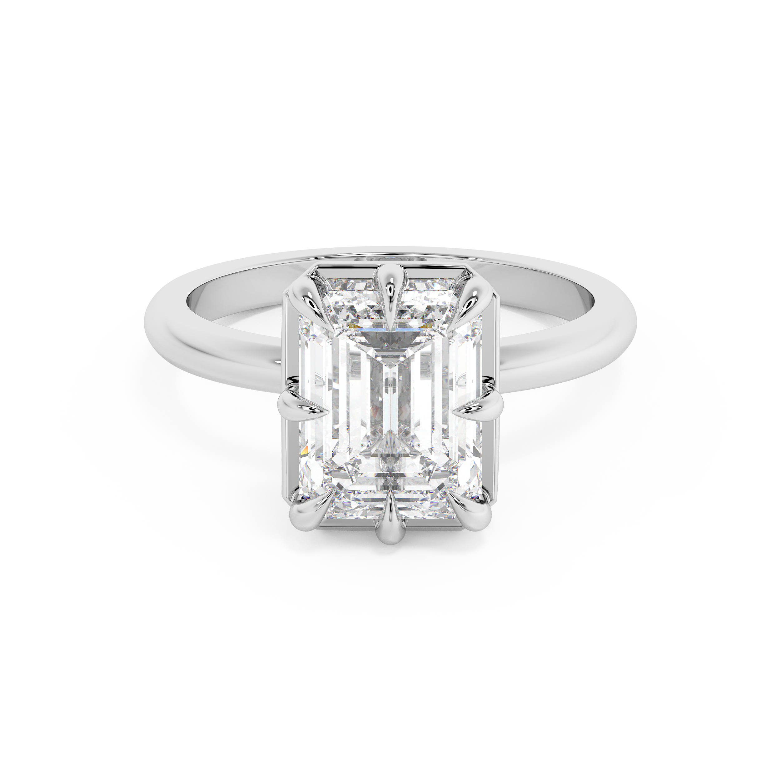 Emerald Solitaire Lab Grown Diamond Engagement Ring