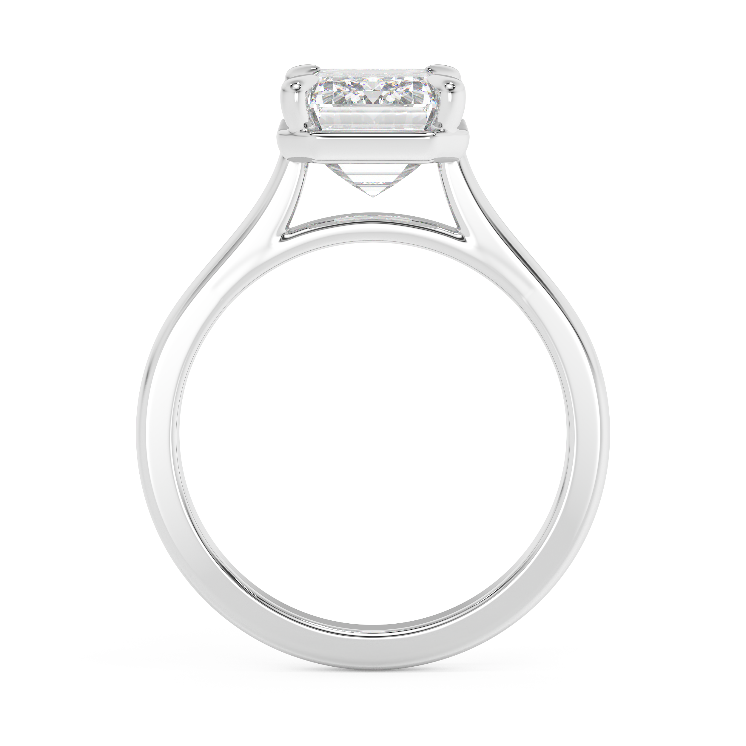 Emerald Solitaire Lab Grown Diamond Engagement Ring