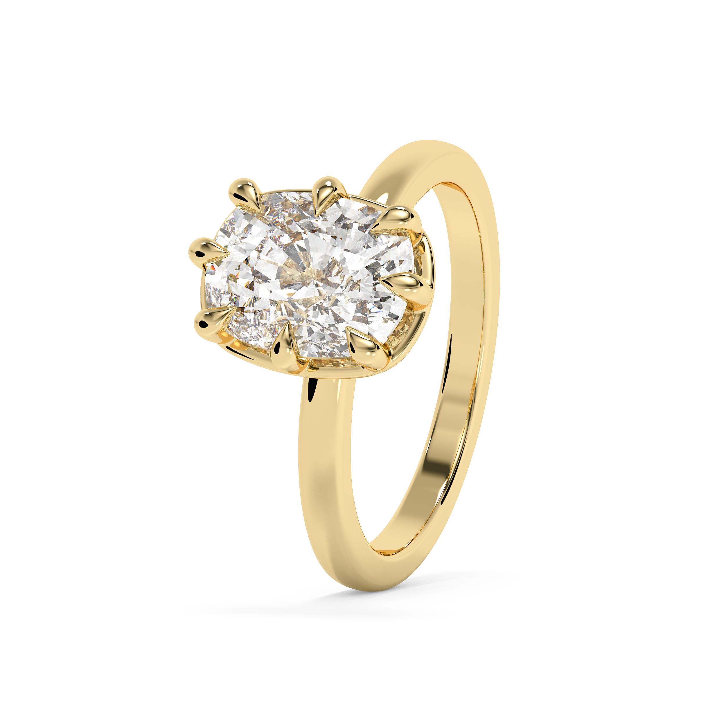 Elongated Cushion Solitaire Lab Grown Diamond Engagement Ring