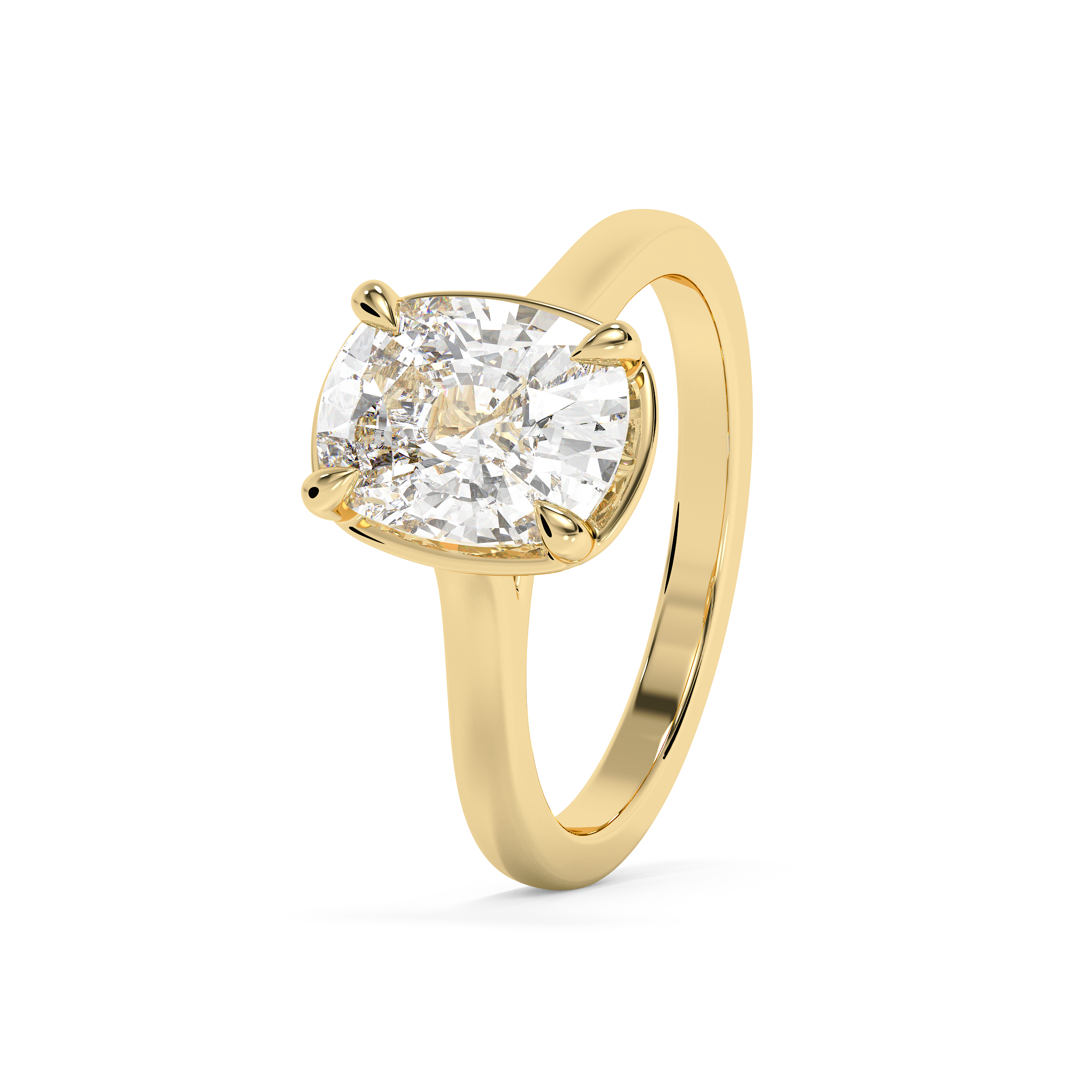 Elongated Cushion Solitaire Cathedral Lab Grown Diamond Engagement Ring