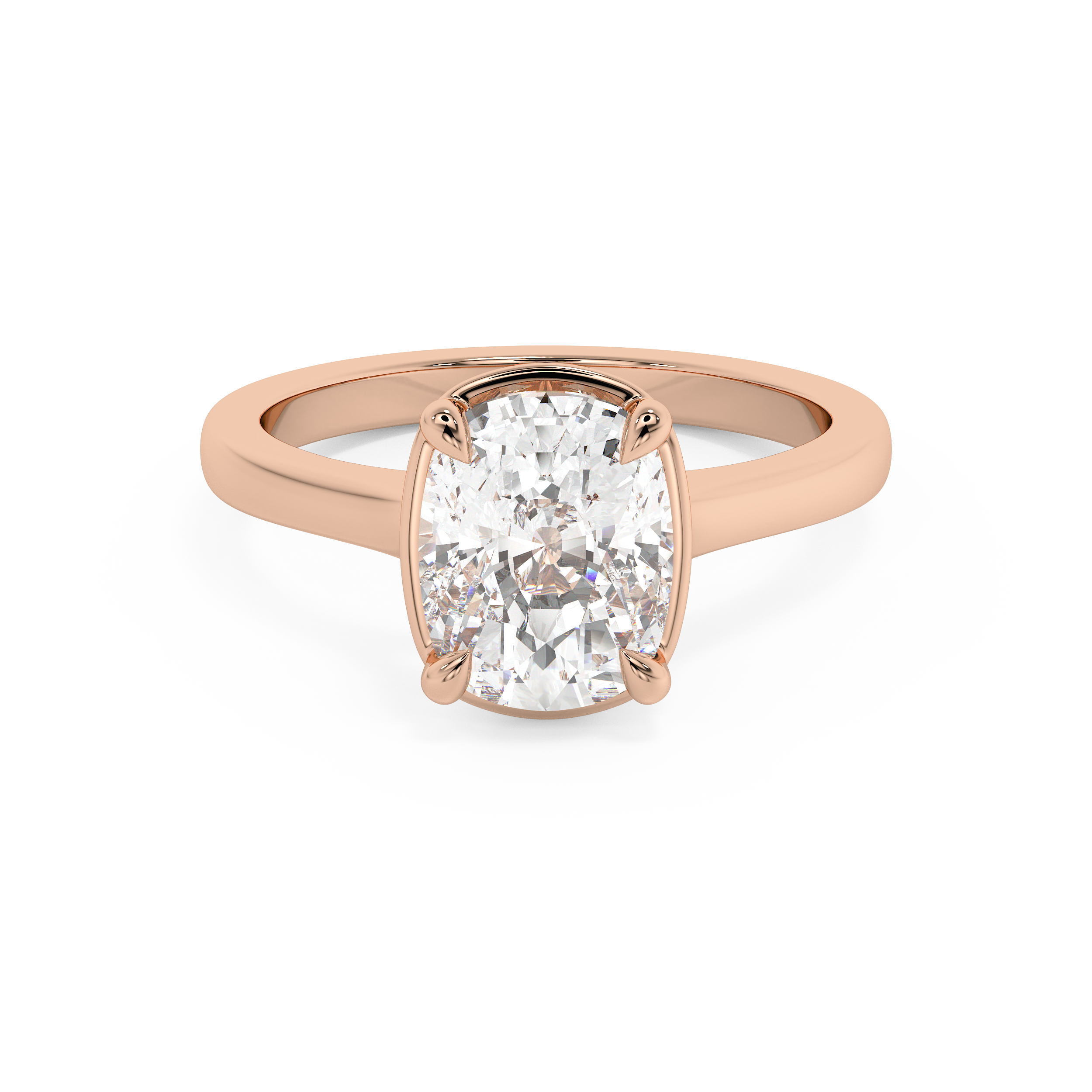 Elongated Cushion Solitaire Cathedral Lab Grown Diamond Engagement Ring