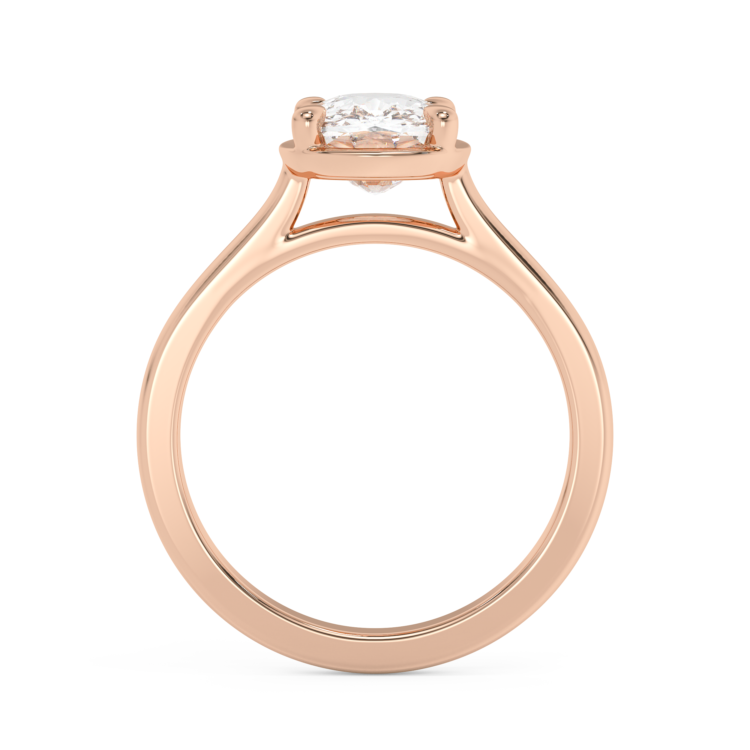 Elongated Cushion Solitaire Cathedral Lab Grown Diamond Engagement Ring