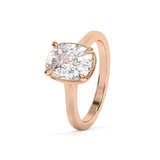 Elongated Cushion Solitaire Cathedral Lab Grown Diamond Engagement Ring