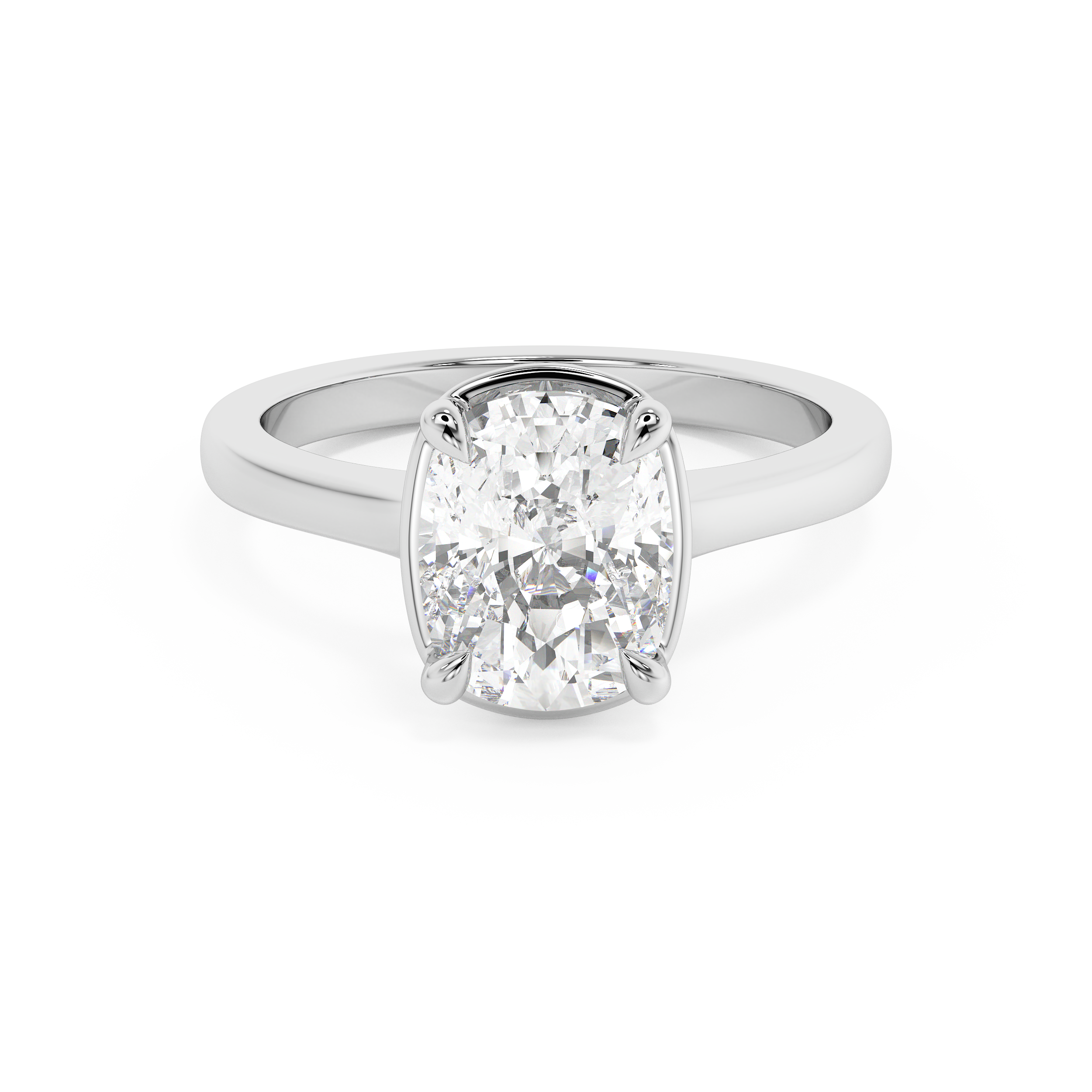 Elongated Cushion Solitaire Cathedral Lab Grown Diamond Engagement Ring