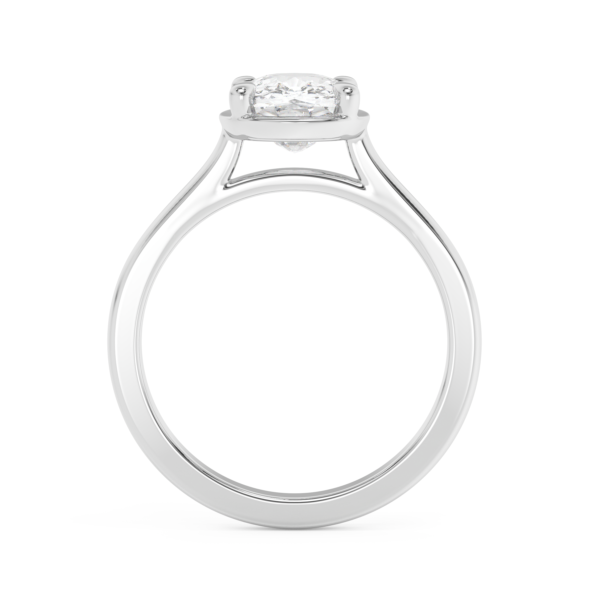 Elongated Cushion Solitaire Cathedral Lab Grown Diamond Engagement Ring