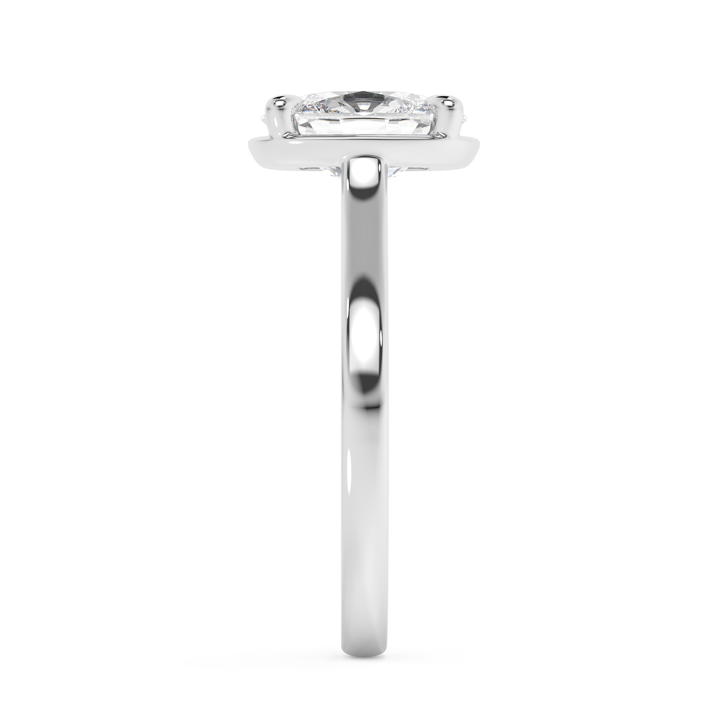Elongated Cushion Solitaire Cathedral Lab Grown Diamond Engagement Ring