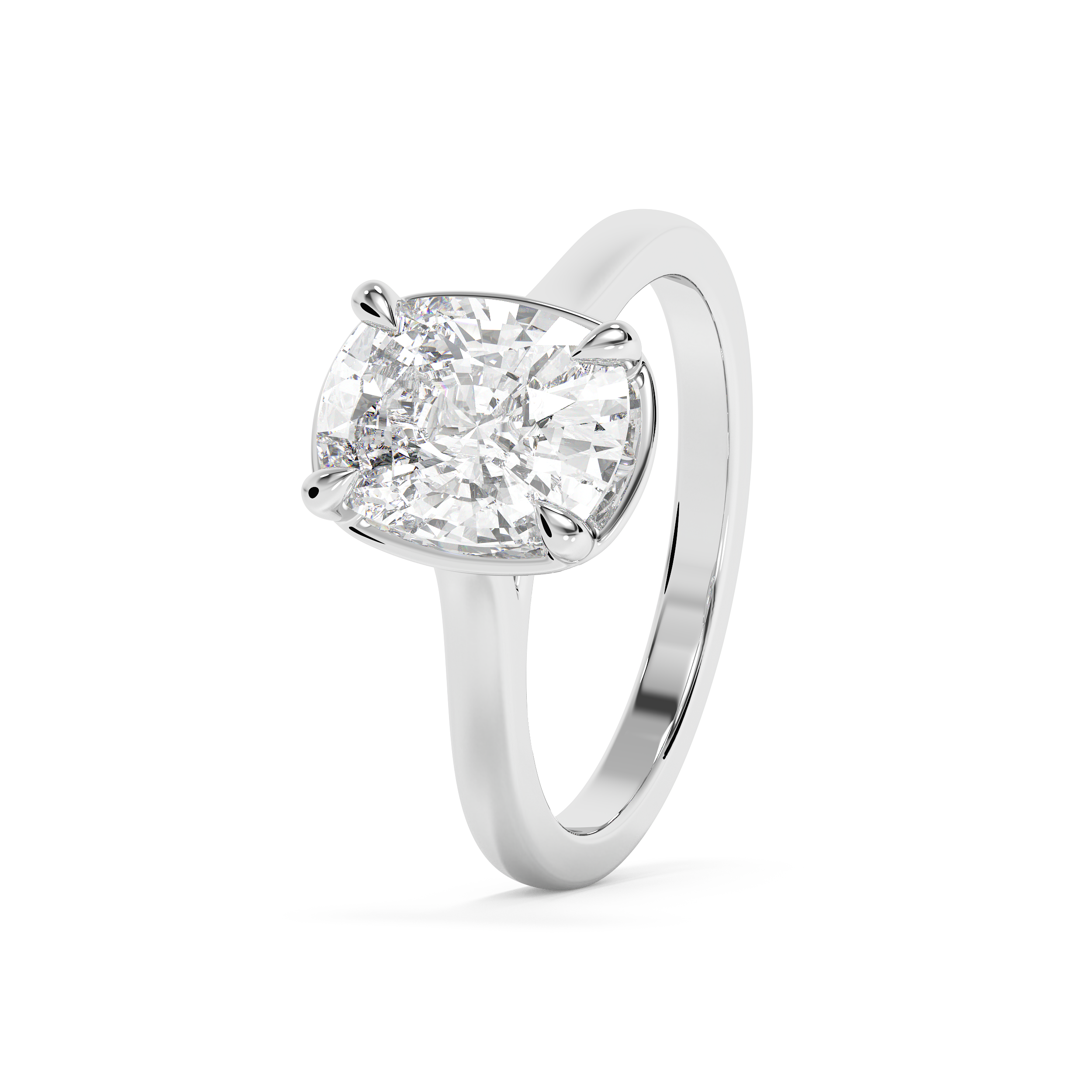 Elongated Cushion Solitaire Cathedral Lab Grown Diamond Engagement Ring