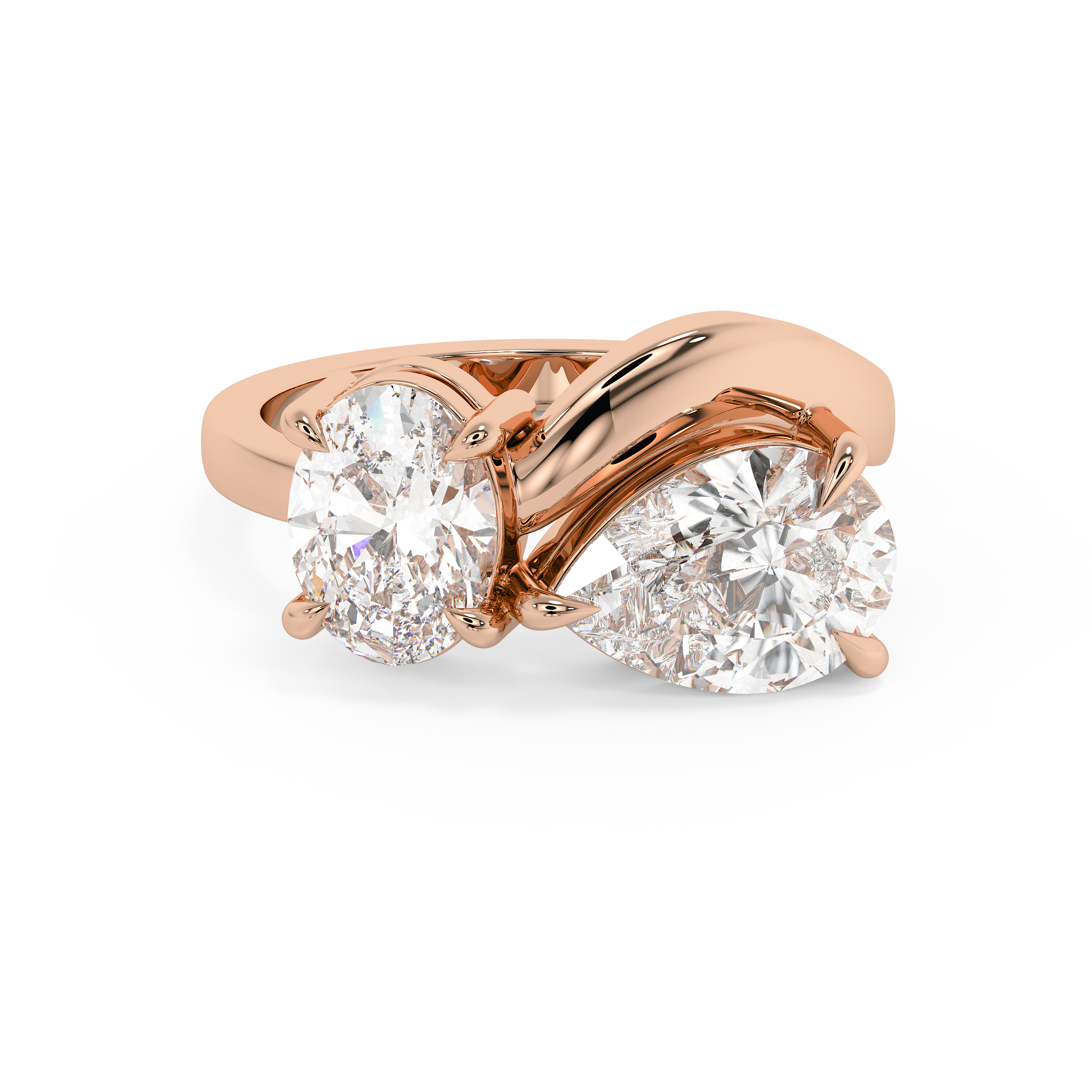 2.75 TCW Oval & Pear Toi Et Moi Lab Grown Diamond Engagement Ring